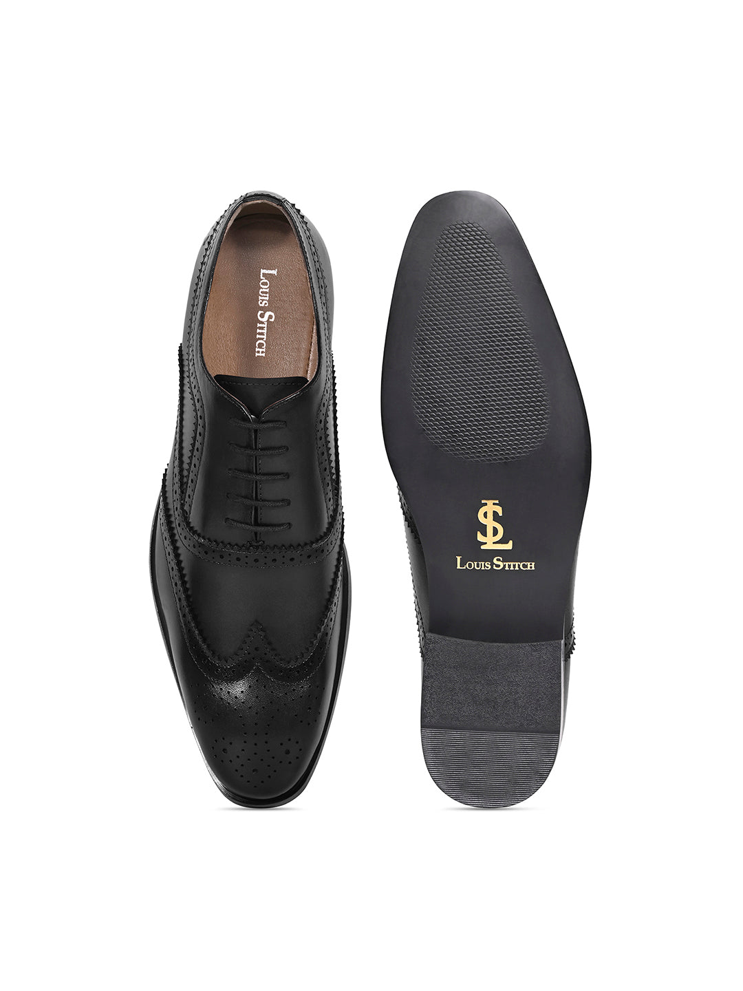Jet Black Italian Crust Leather Formal Brogue