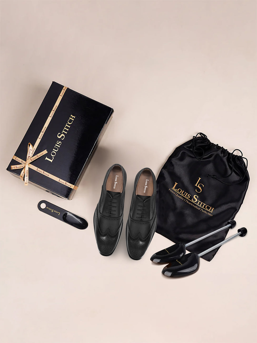 Jet Black Italian Crust Leather Formal Brogue