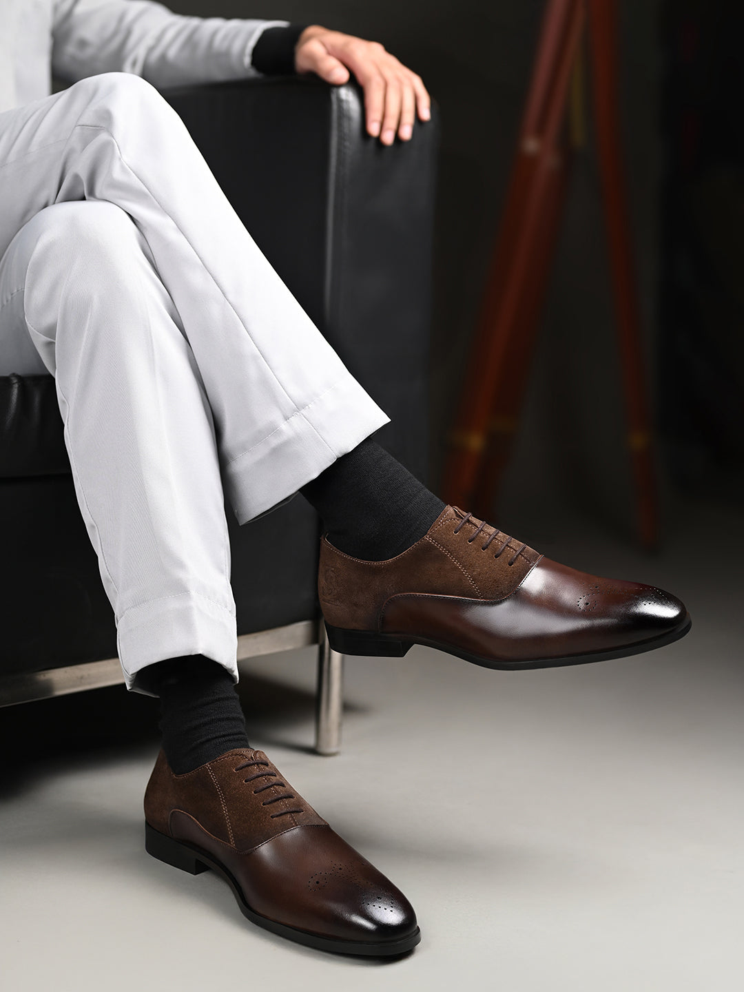 Brunette Brown Italian Crust Leather Formal Brogues