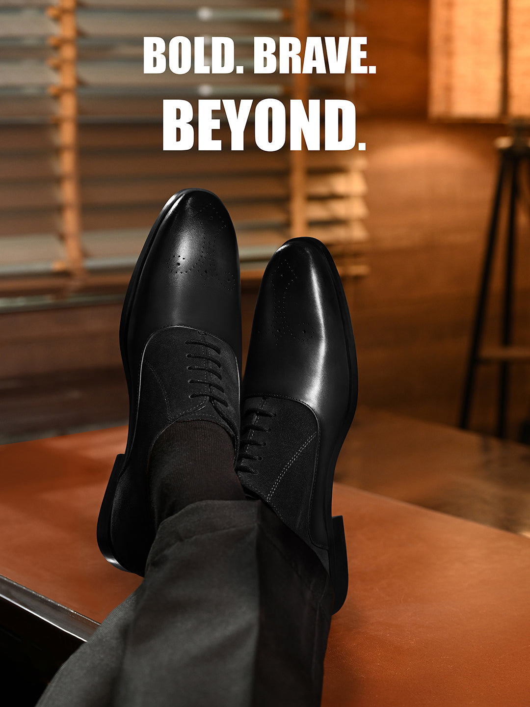 Jet Black Italian Crust Leather Formal Brogues