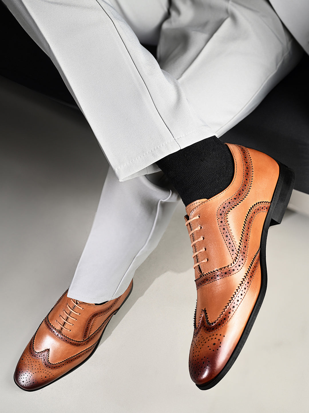 Russet Tan Italian Crust Leather Formal Brogue