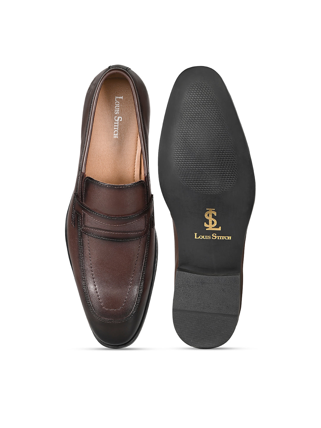 Brunette Brown Italian Crust Leather Formal Moccasin