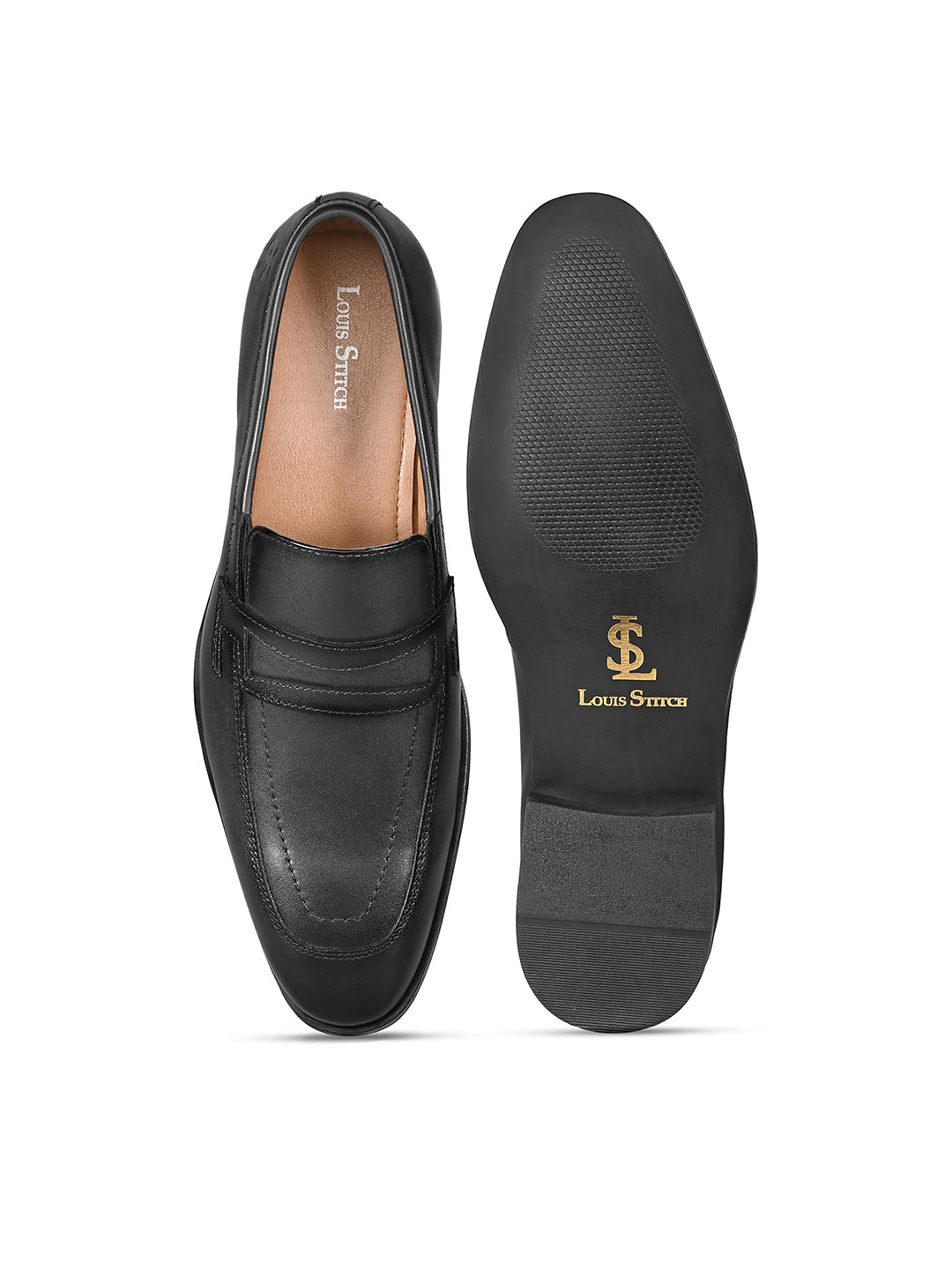 Jet Black Italian Crust Leather Formal Moccasin