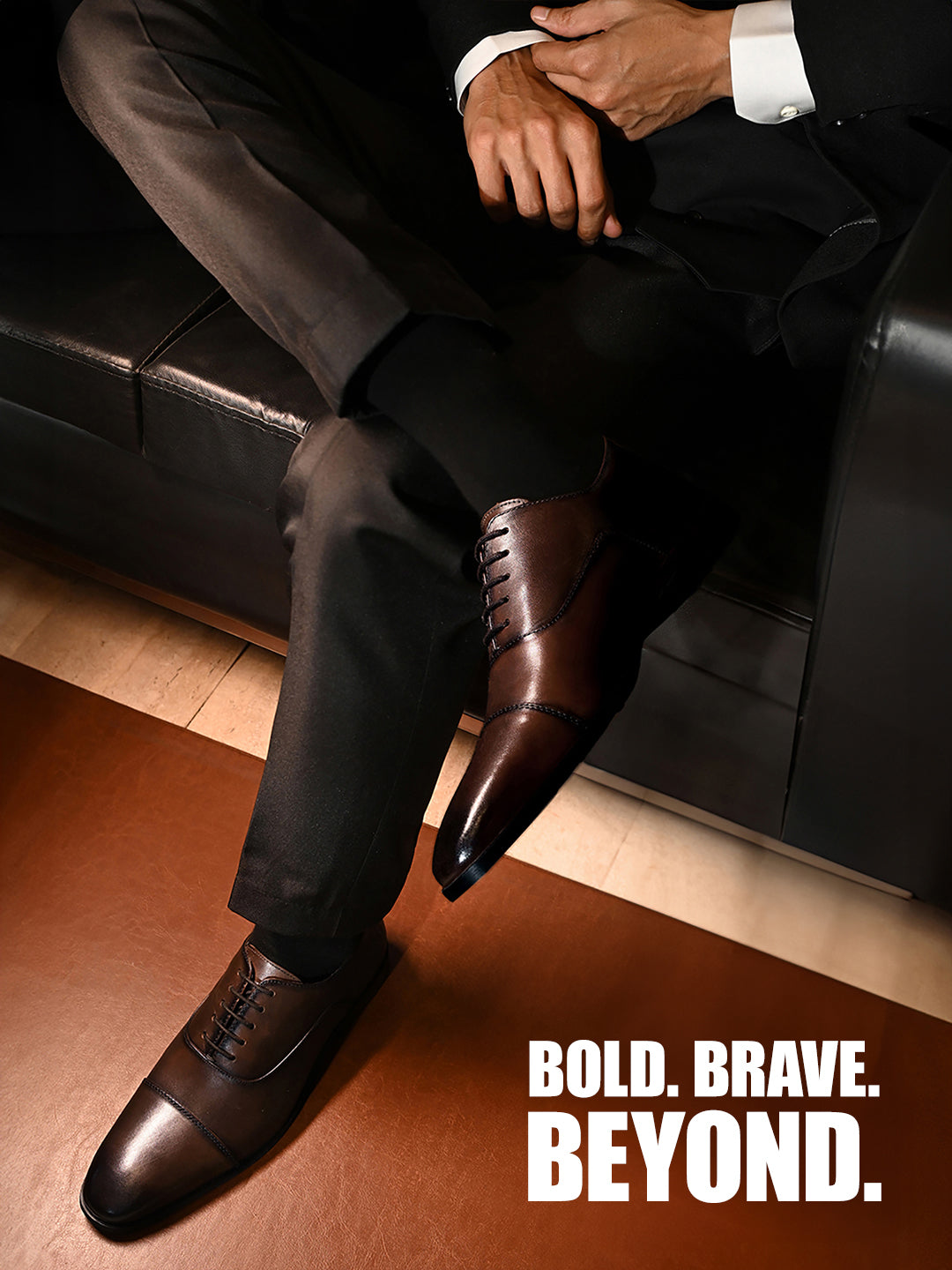 Brunette Brown Italian Crust Leather Formal Derbys