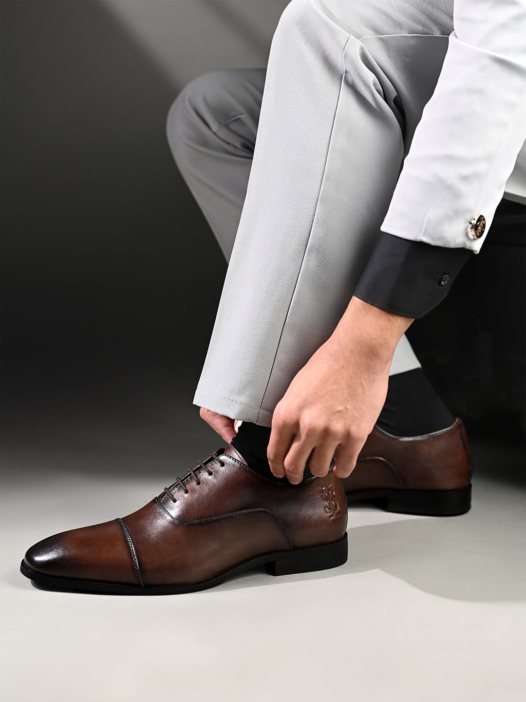 Brunette Brown Italian Crust Leather Formal Derbys