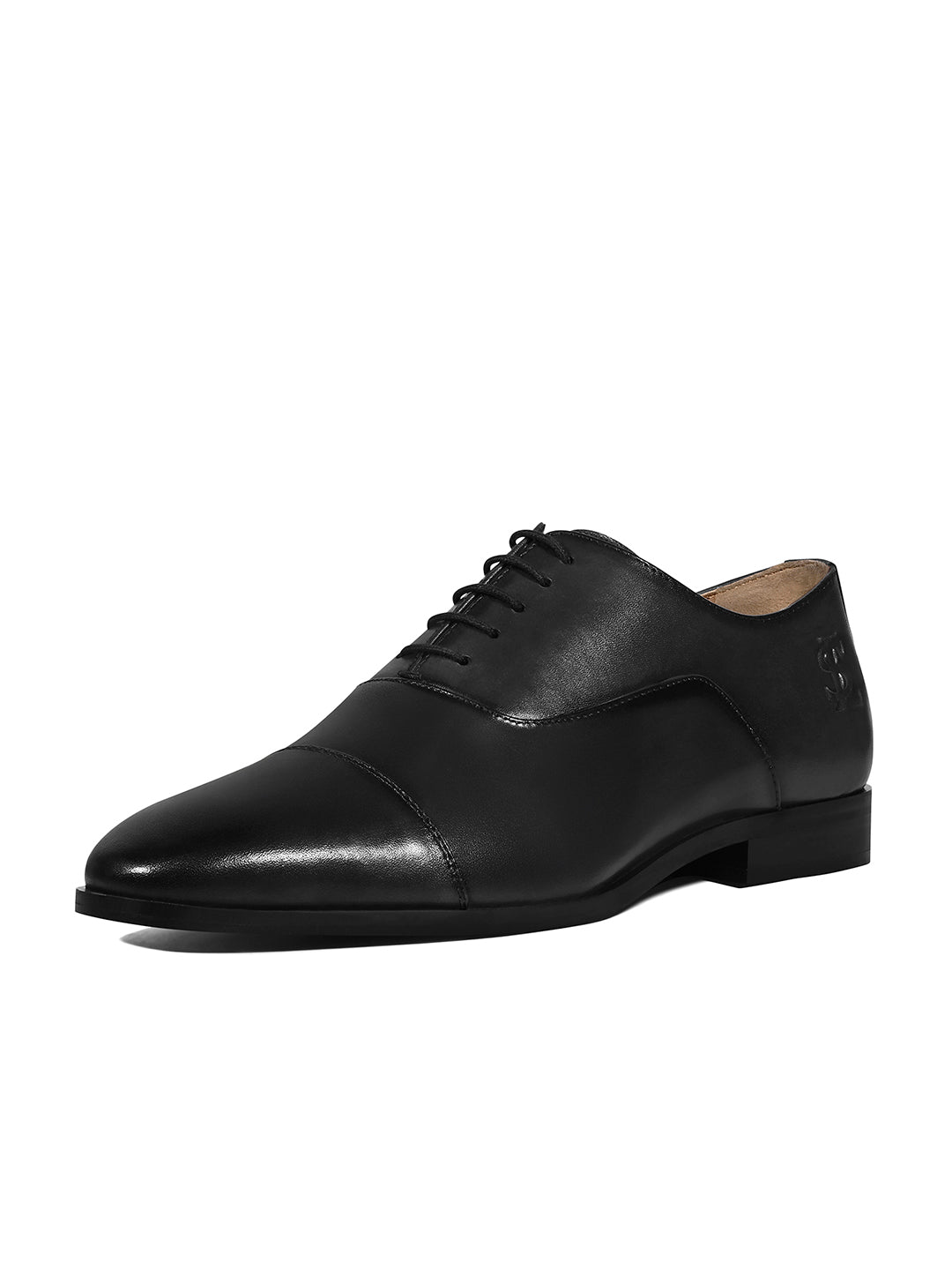 Jet Black Italian Crust Leather Formal Derby