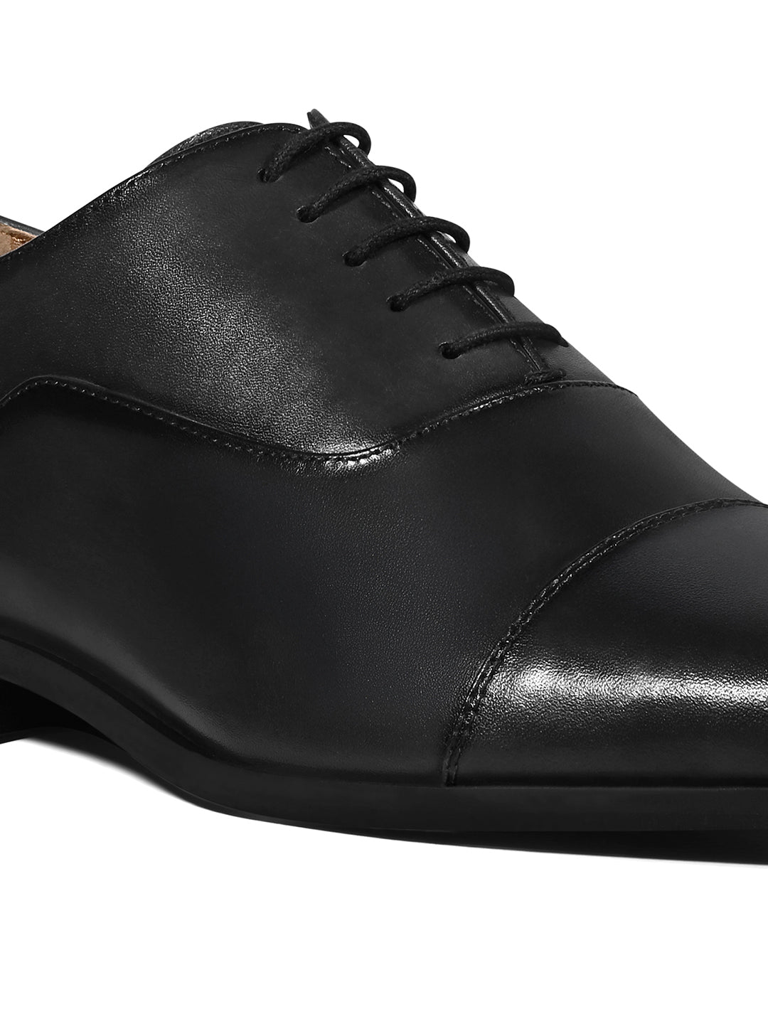 Jet Black Italian Crust Leather Formal Derby