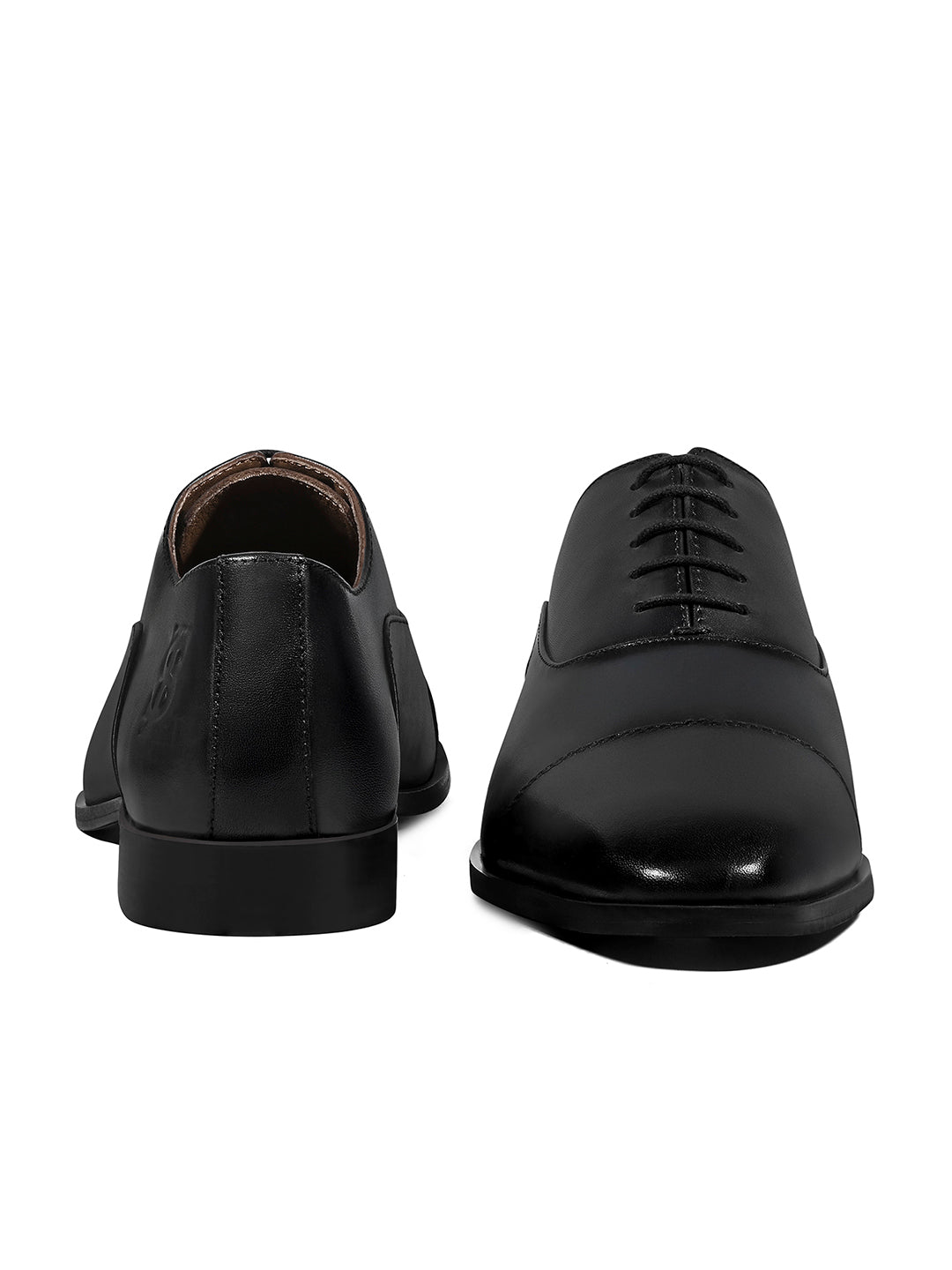 Jet Black Italian Crust Leather Formal Derbys