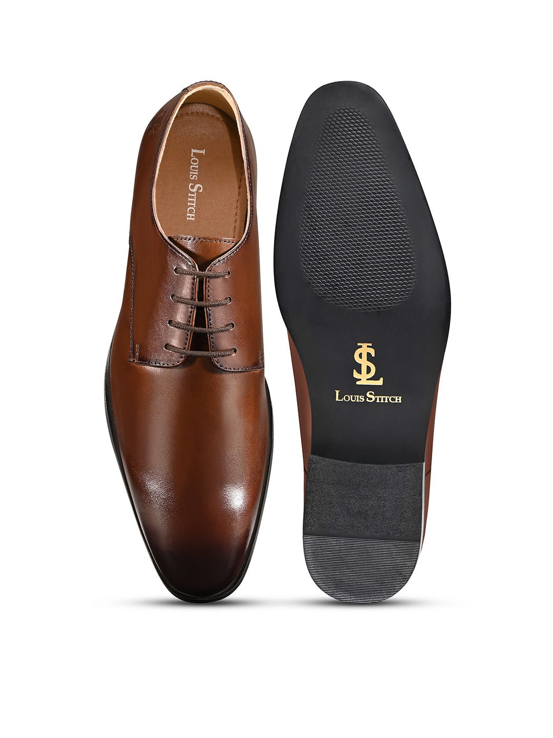 Brunette Brown Italian Crust Leather Formal Derby