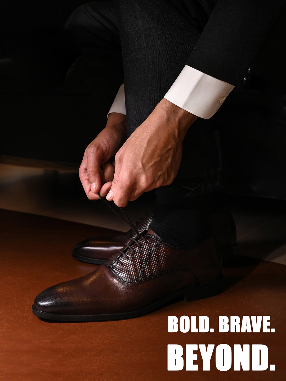 Brunette Brown Italian Crust Leather Formal Derby