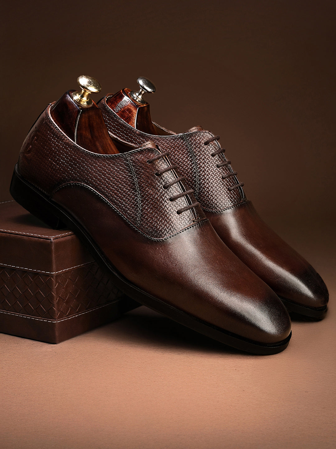 Brunette Brown Italian Crust Leather Formal Derby