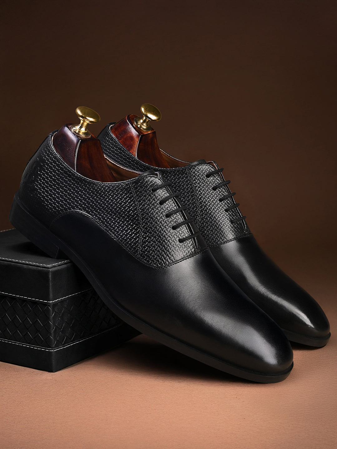 Jet Black Italian Crust Leather Formal Derbys