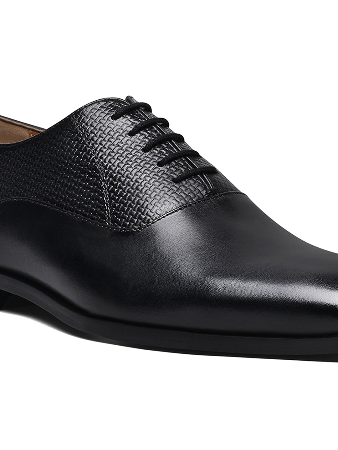 Jet Black Italian Crust Leather Formal Derbys