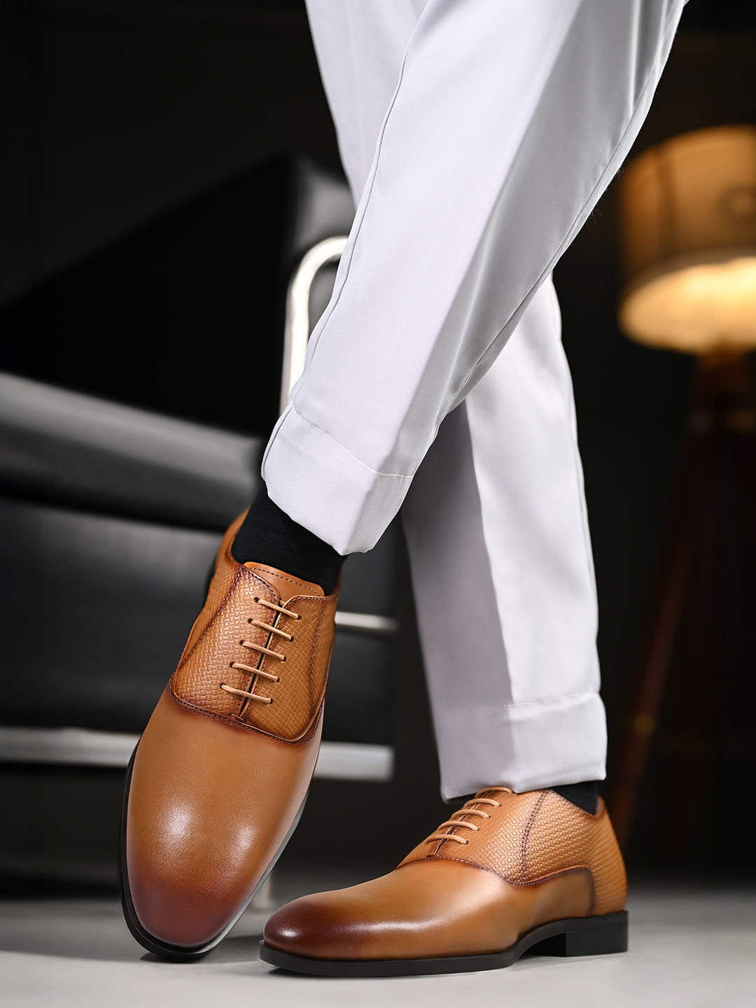 Russet Tan Italian Crust Leather Formal Derbys