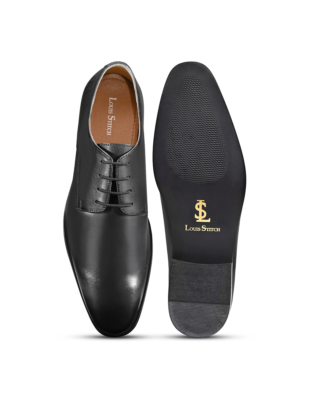 Jet Black Italian Crust Leather Formal Derby