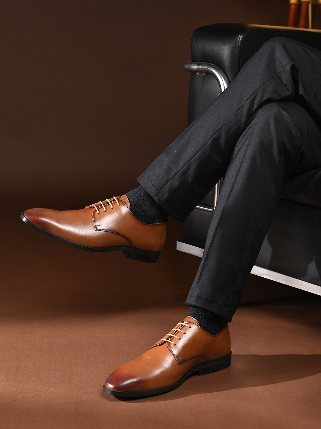 Russet Tan Italian Crust Leather Formal Derby