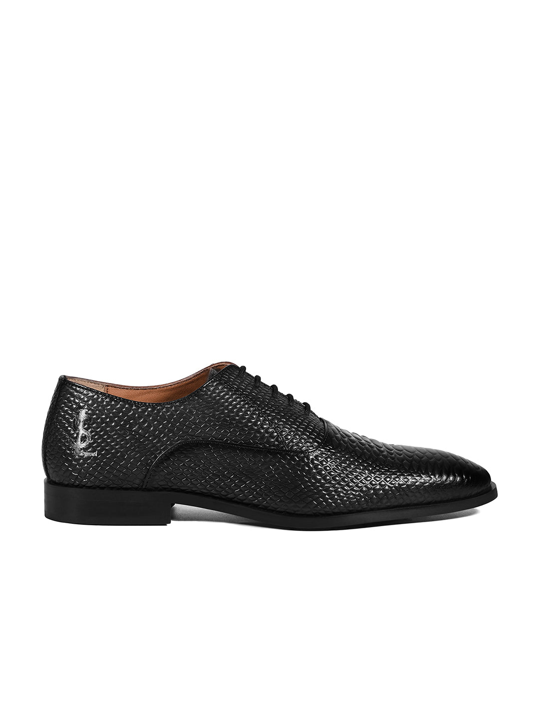 Jet Black Italian Crust Leather Formal Derby