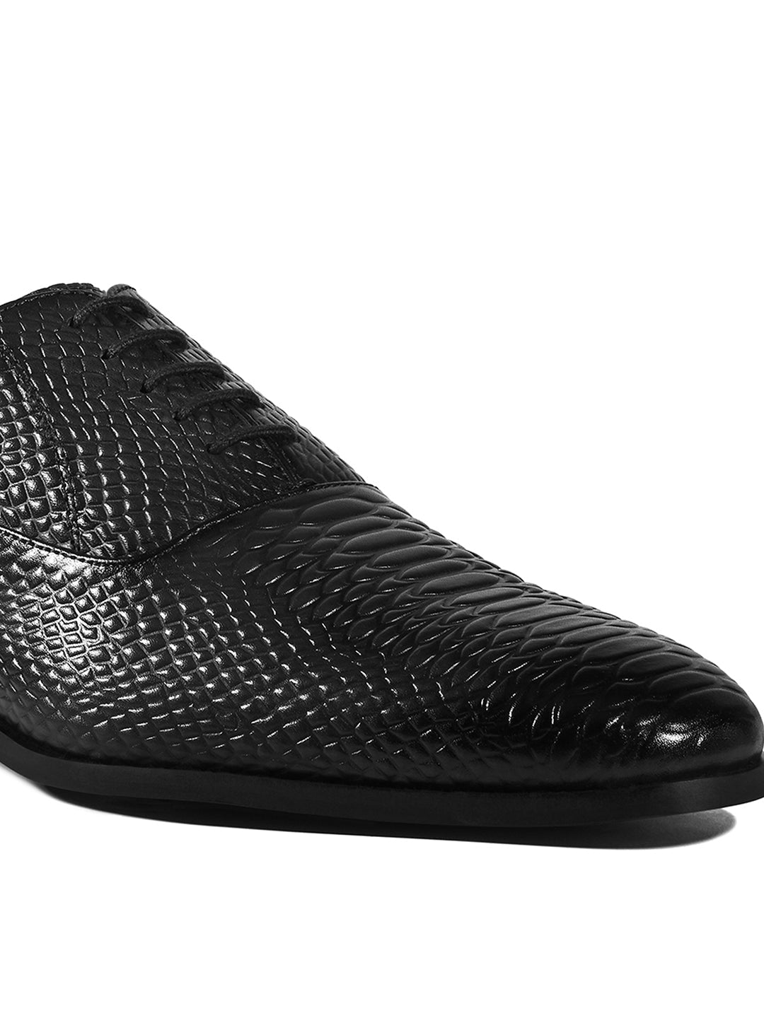 Jet Black Italian Crust Leather Formal Derby