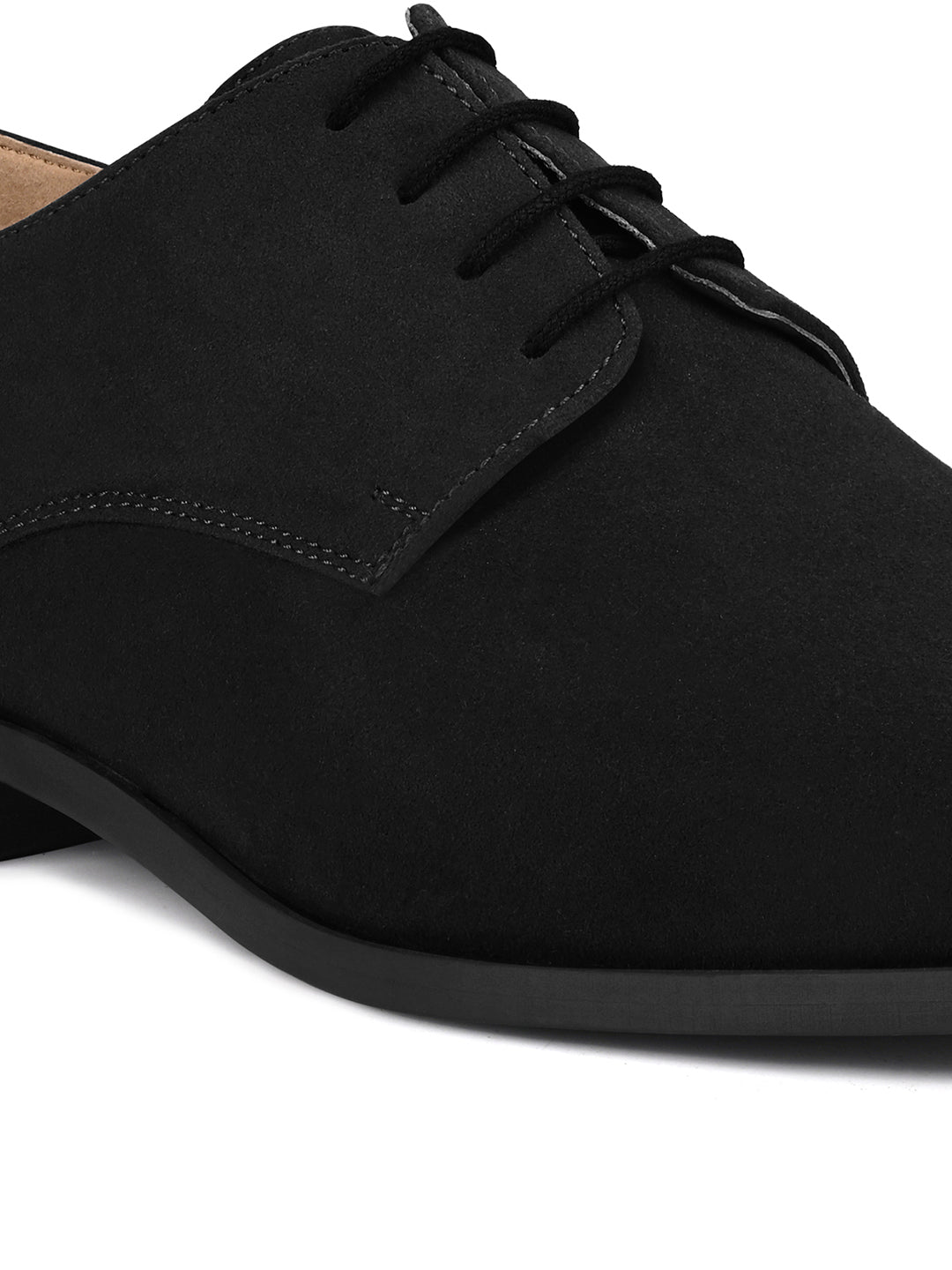 Jet Black Casual Lace-Up Derby Shoes