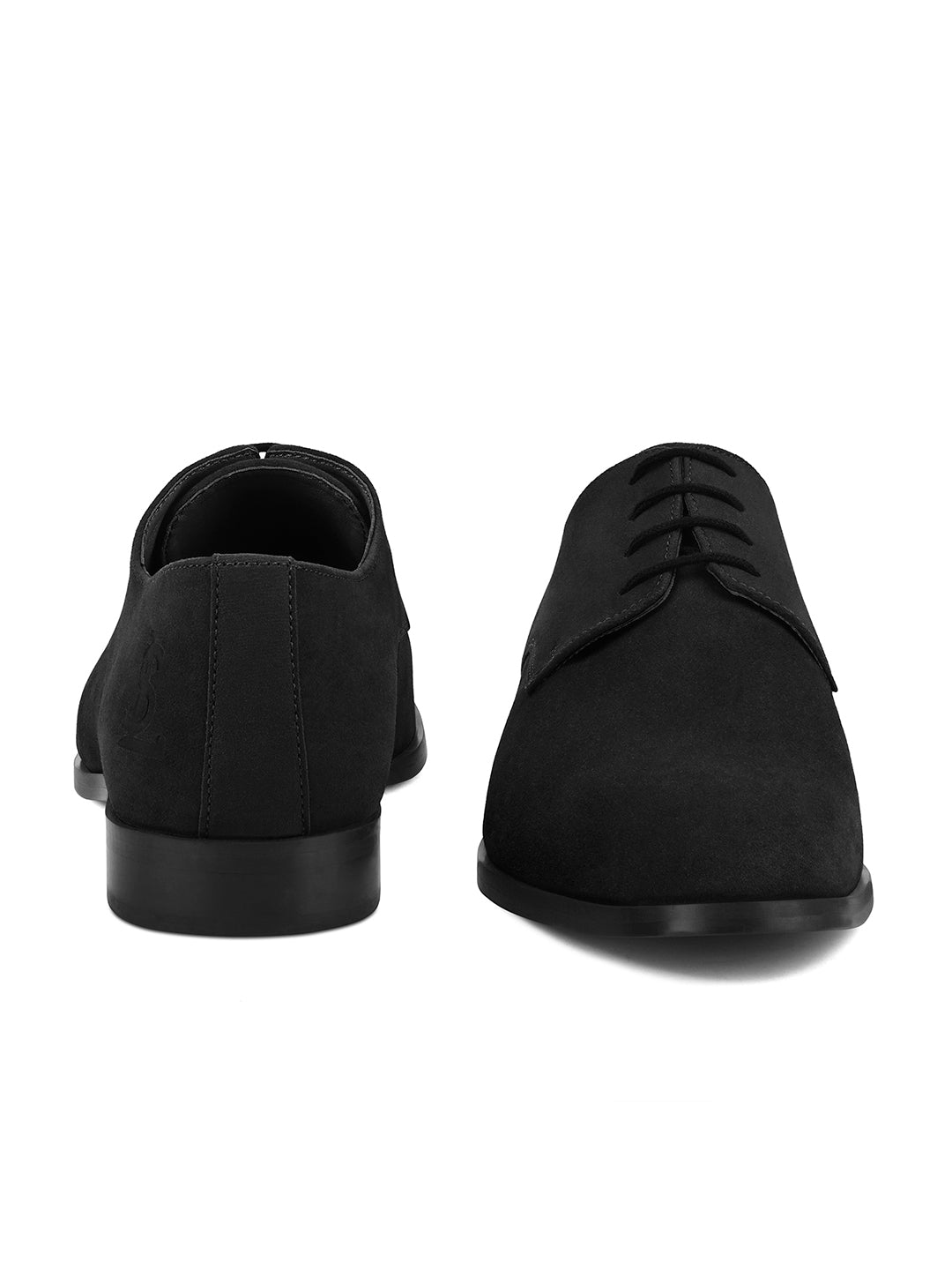 Jet Black Casual Lace-Up Derby Shoes