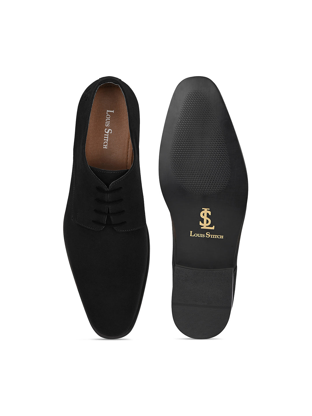 Jet Black Casual Lace-Up Derby Shoes