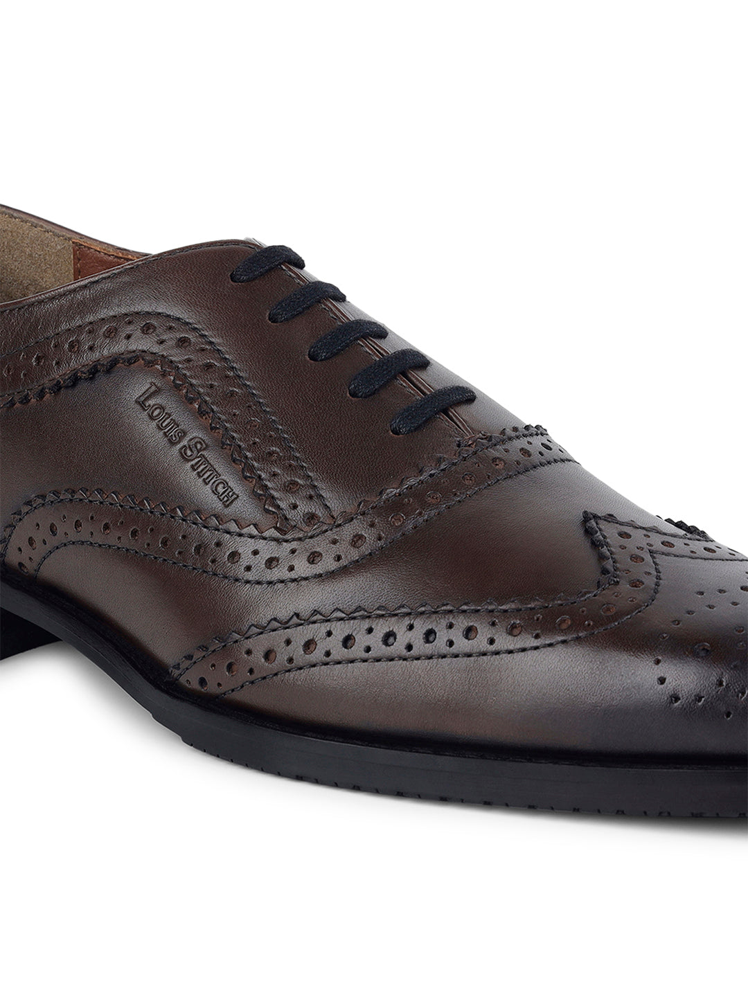 Brunette Brown Egyptian Crust Leather Brogue Style Comfortable Laceup Shoes