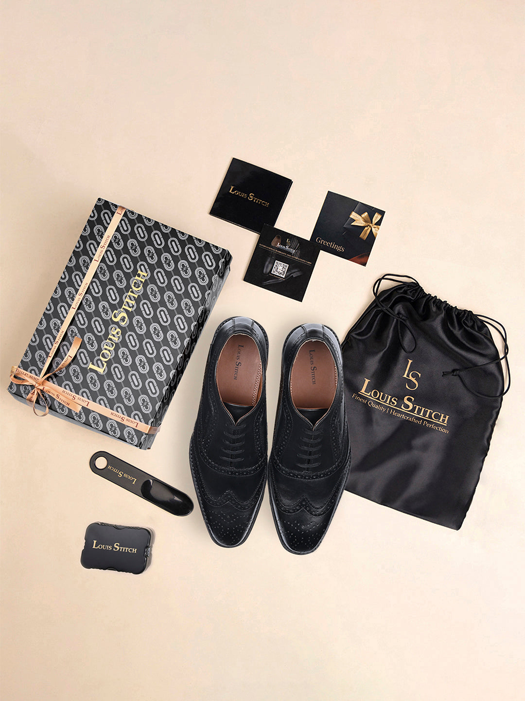 Jet Black Egyptian Crust Leather Brogue Style Comfortable Laceup Shoes