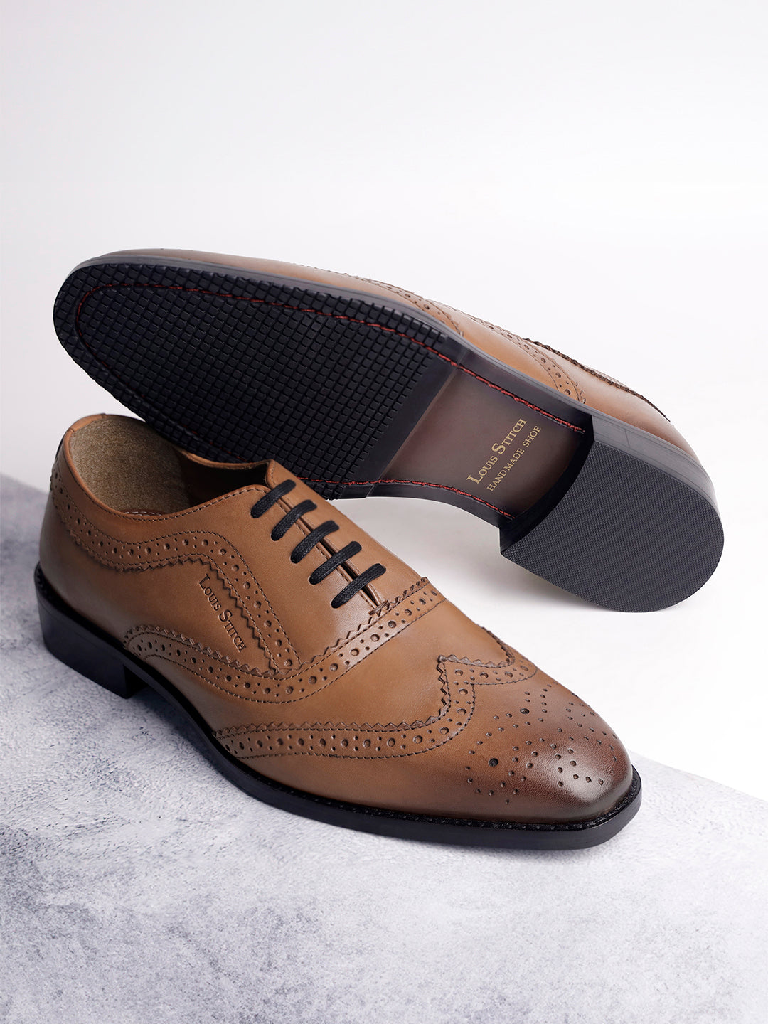 Tan Egyptian Crust Leather Brogue Style Comfortable Laceup Shoes