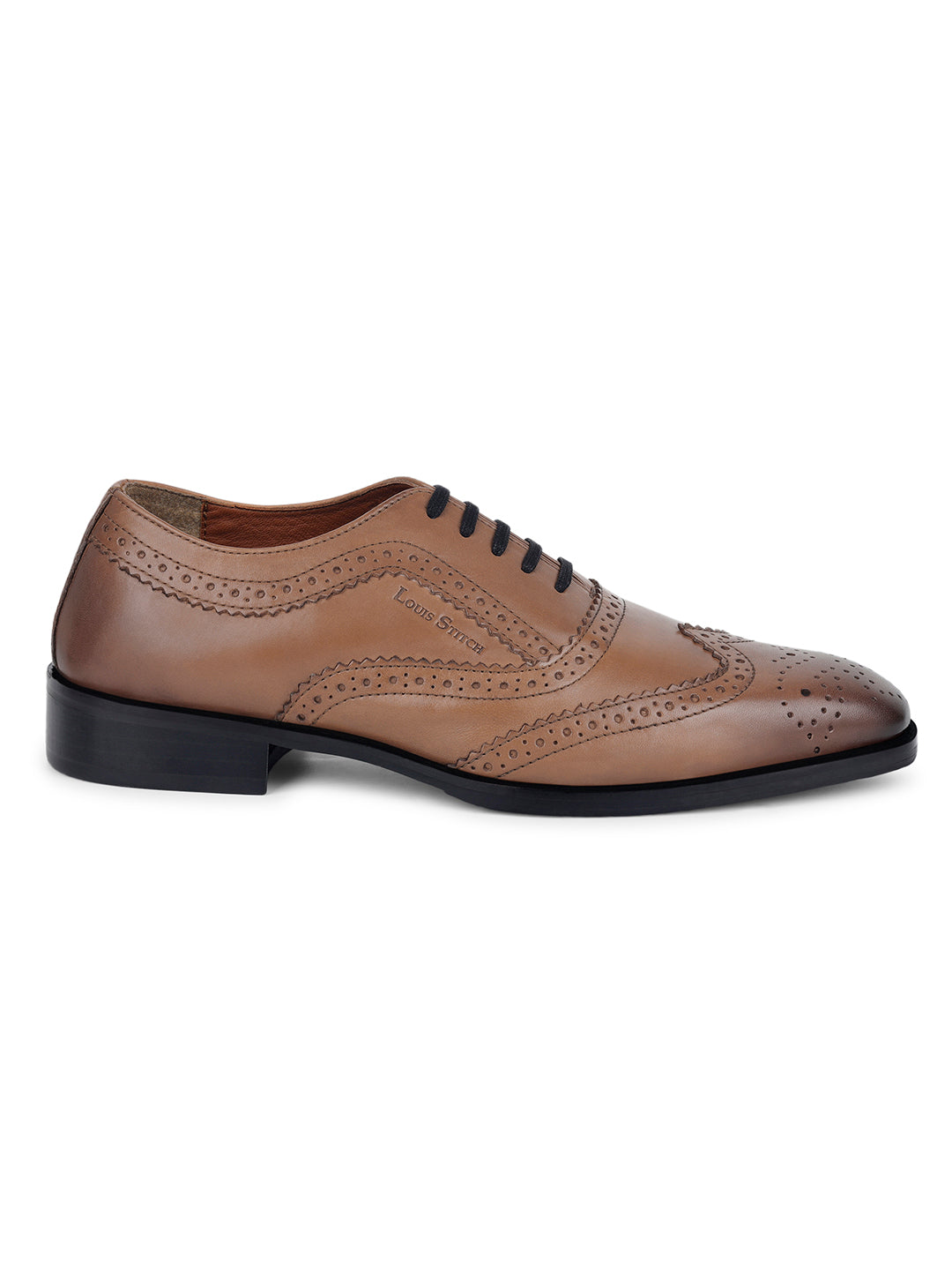 Tan Egyptian Crust Leather Brogue Style Comfortable Laceup Shoes