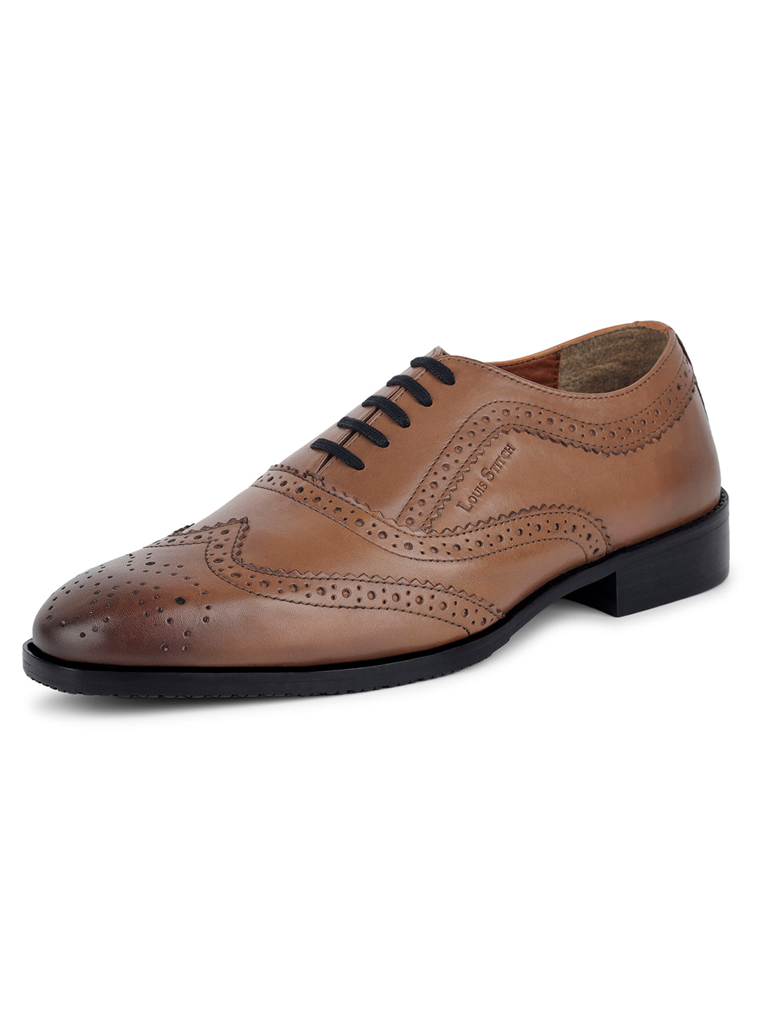 Tan Egyptian Crust Leather Brogue Style Comfortable Laceup Shoes