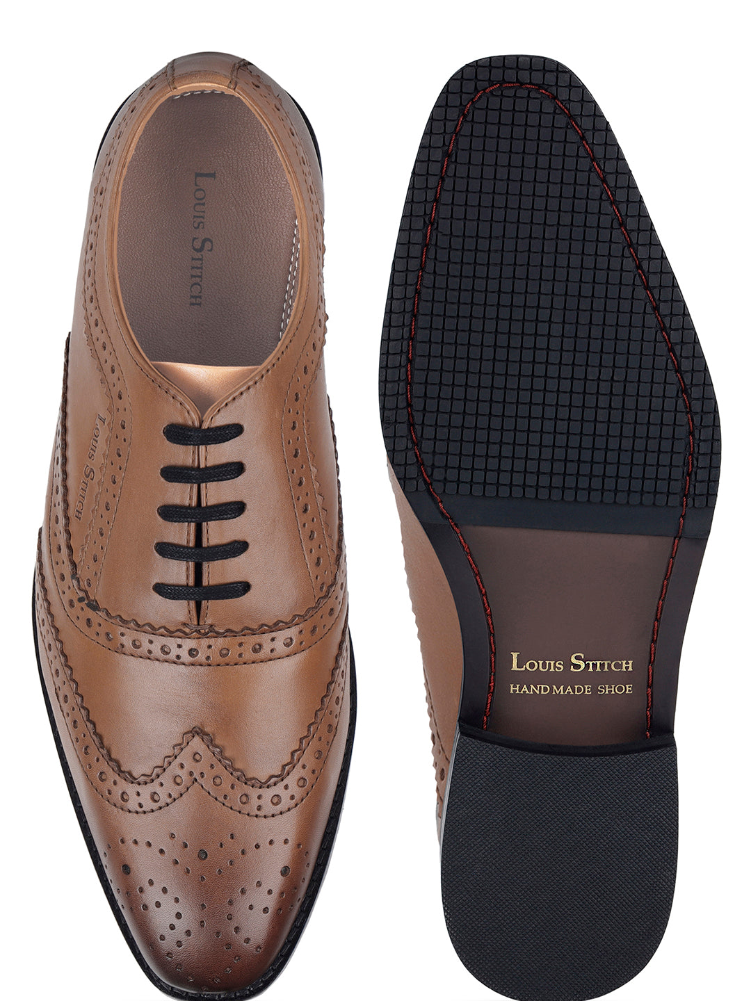 Tan Egyptian Crust Leather Brogue Style Comfortable Laceup Shoes