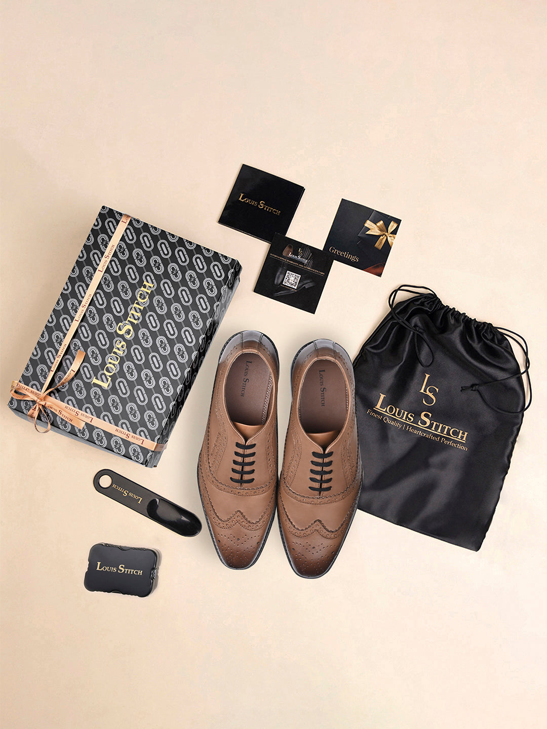 Tan Egyptian Crust Leather Brogue Style Comfortable Laceup Shoes