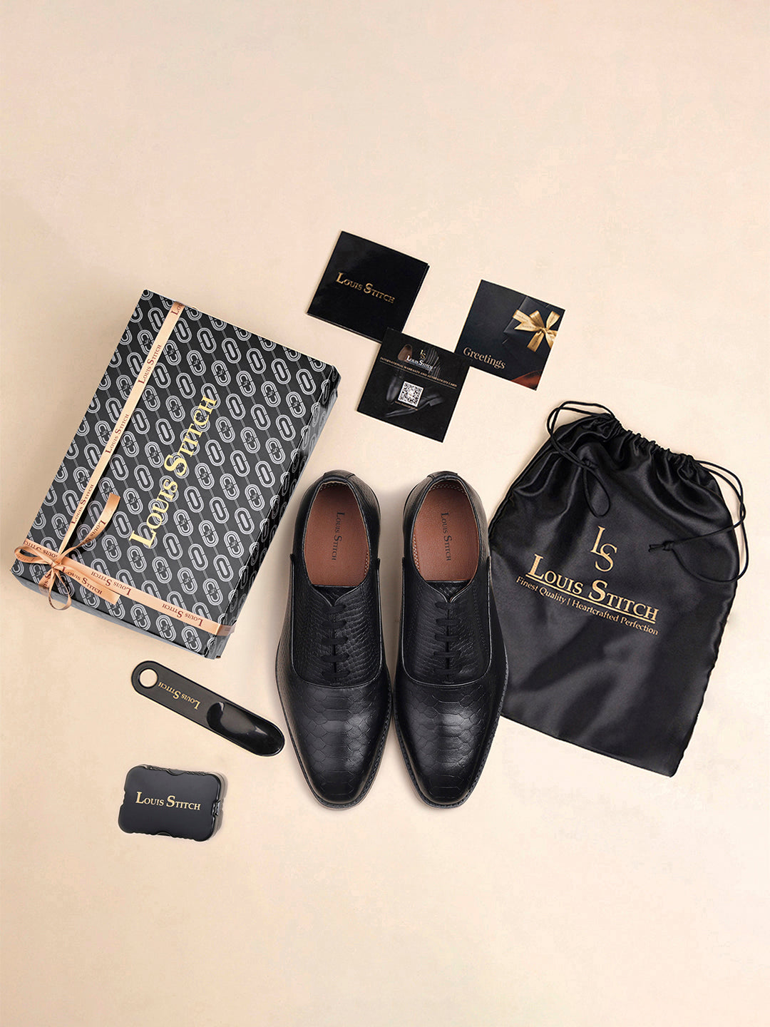 Jet Black Egyptian Crust Leather Derby Style Comfortable Laceup Shoes