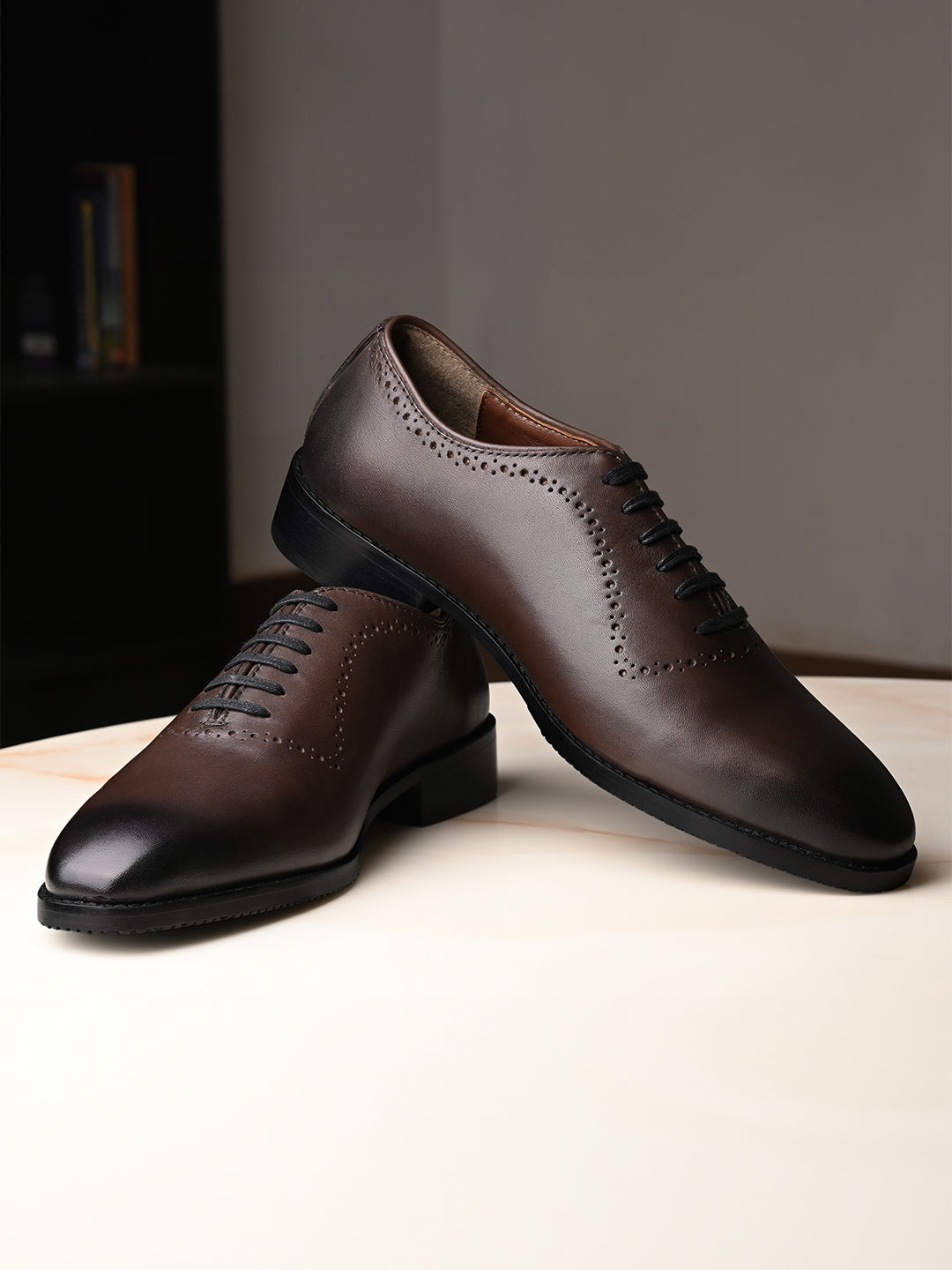 Brunette Brown Egyptian Crust Leather Derby Style Comfortable Laceup S
