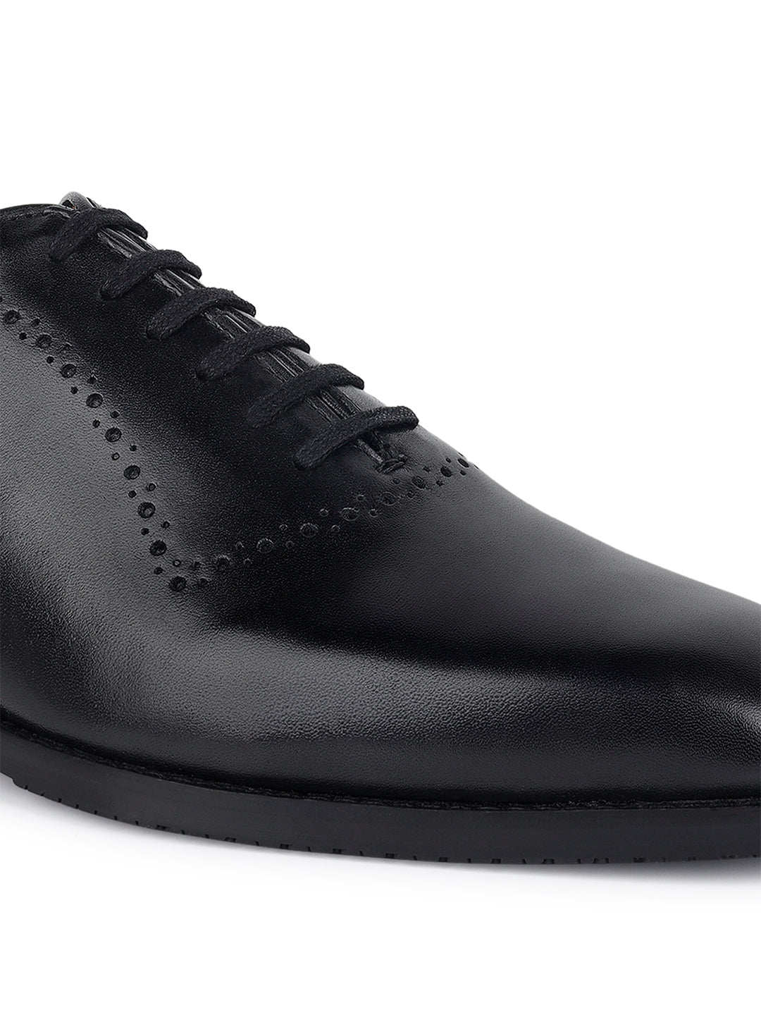 Jet Black Egyptian Crust Leather Derby Style Comfortable Laceup Shoes