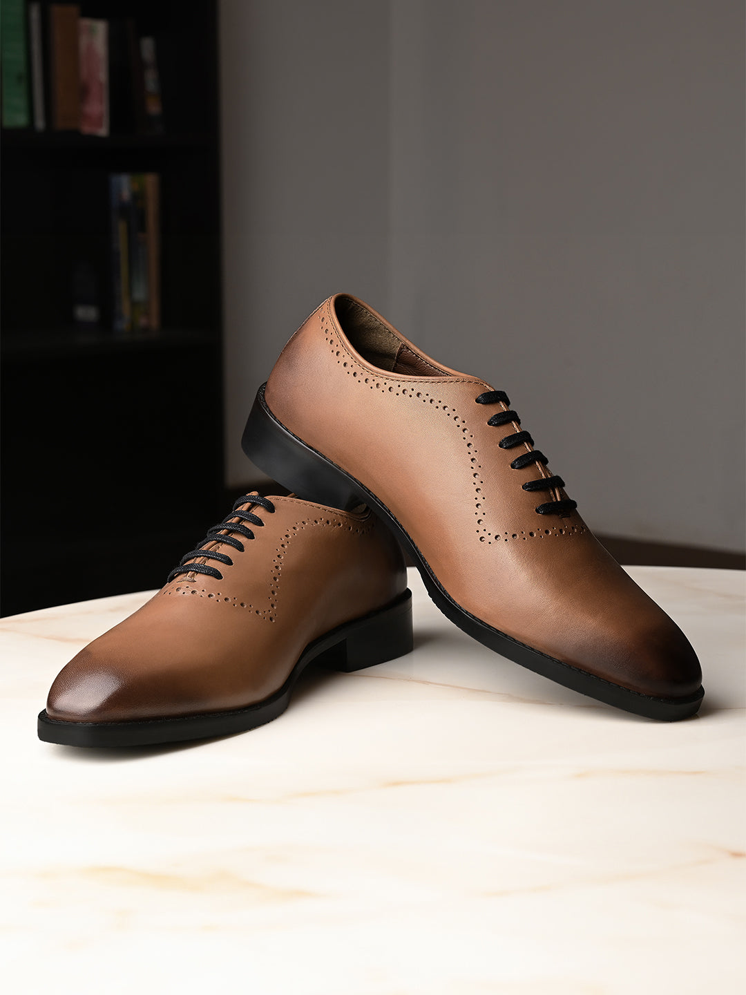 Tan Egyptian Crust Leather Derby Style Comfortable Laceup Shoes