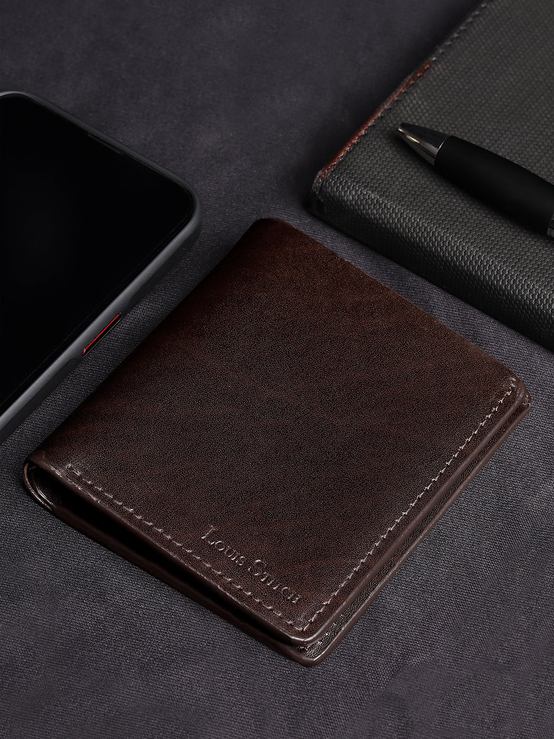 Spanish Leather Slim Two Fold Wallet for Men RFID Protected Brown