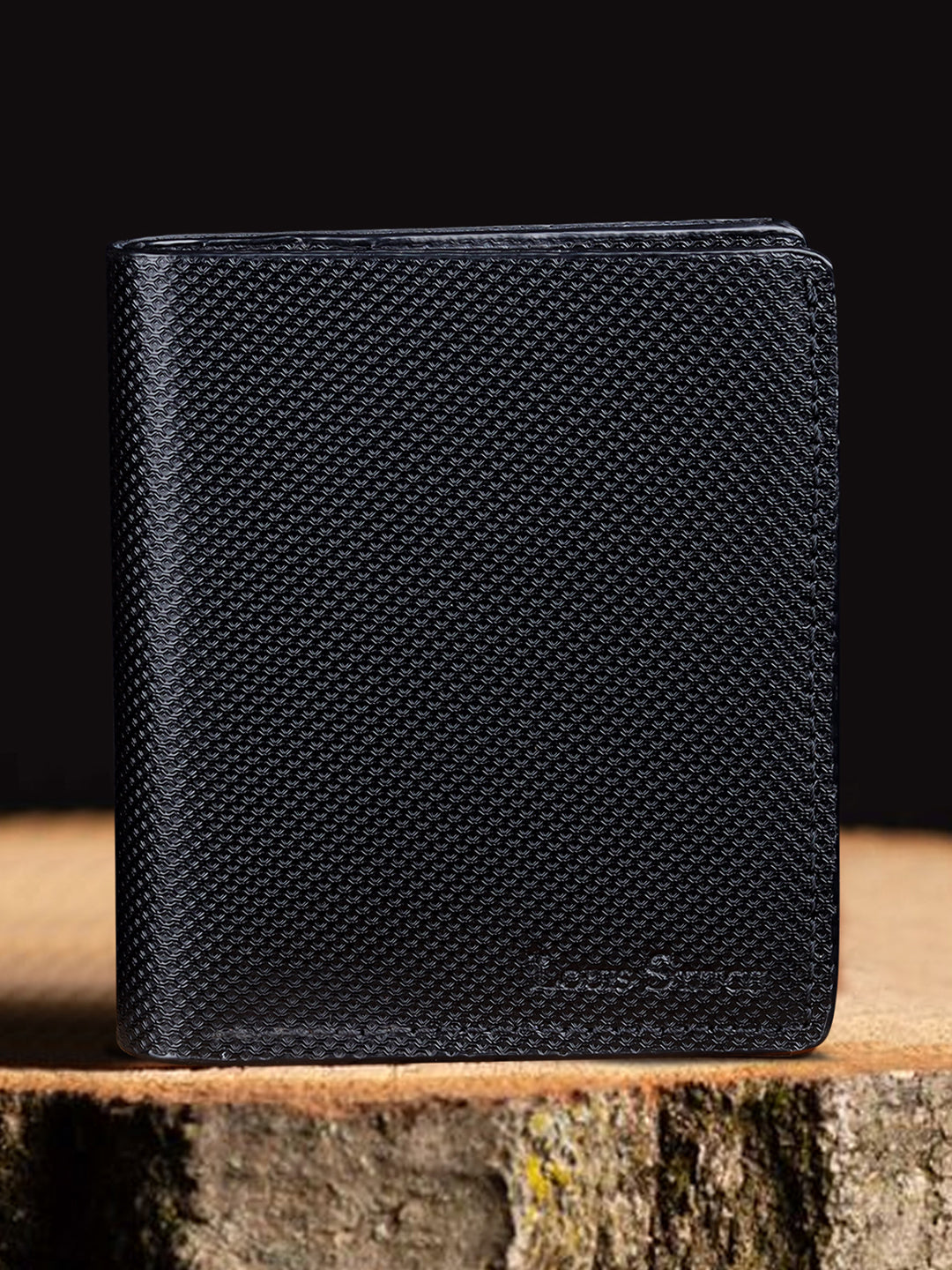 Spanish Leather Slim Two Fold Wallet for Men RFID Protected Black