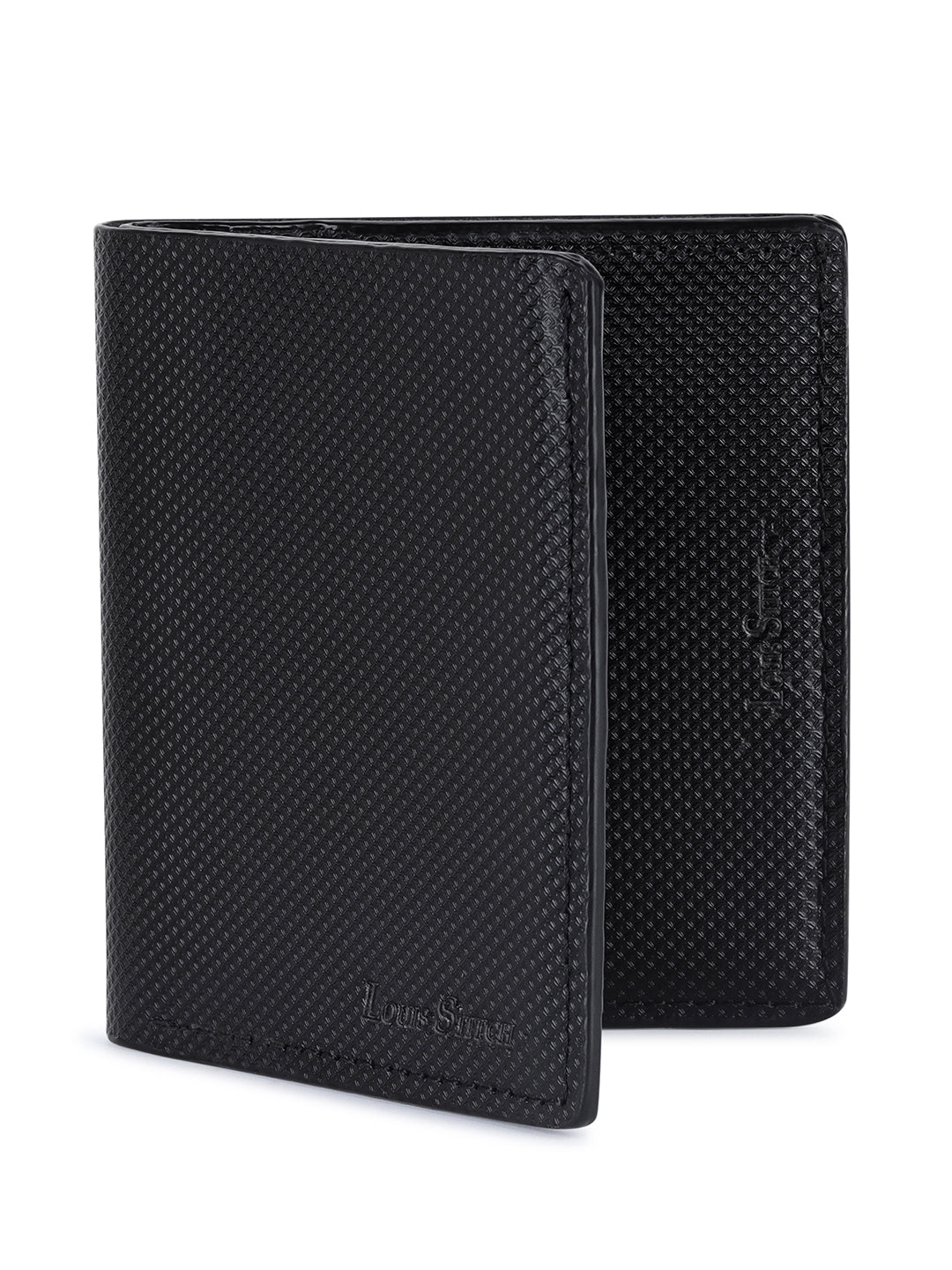 Spanish Leather Slim Two Fold Wallet for Men RFID Protected Black