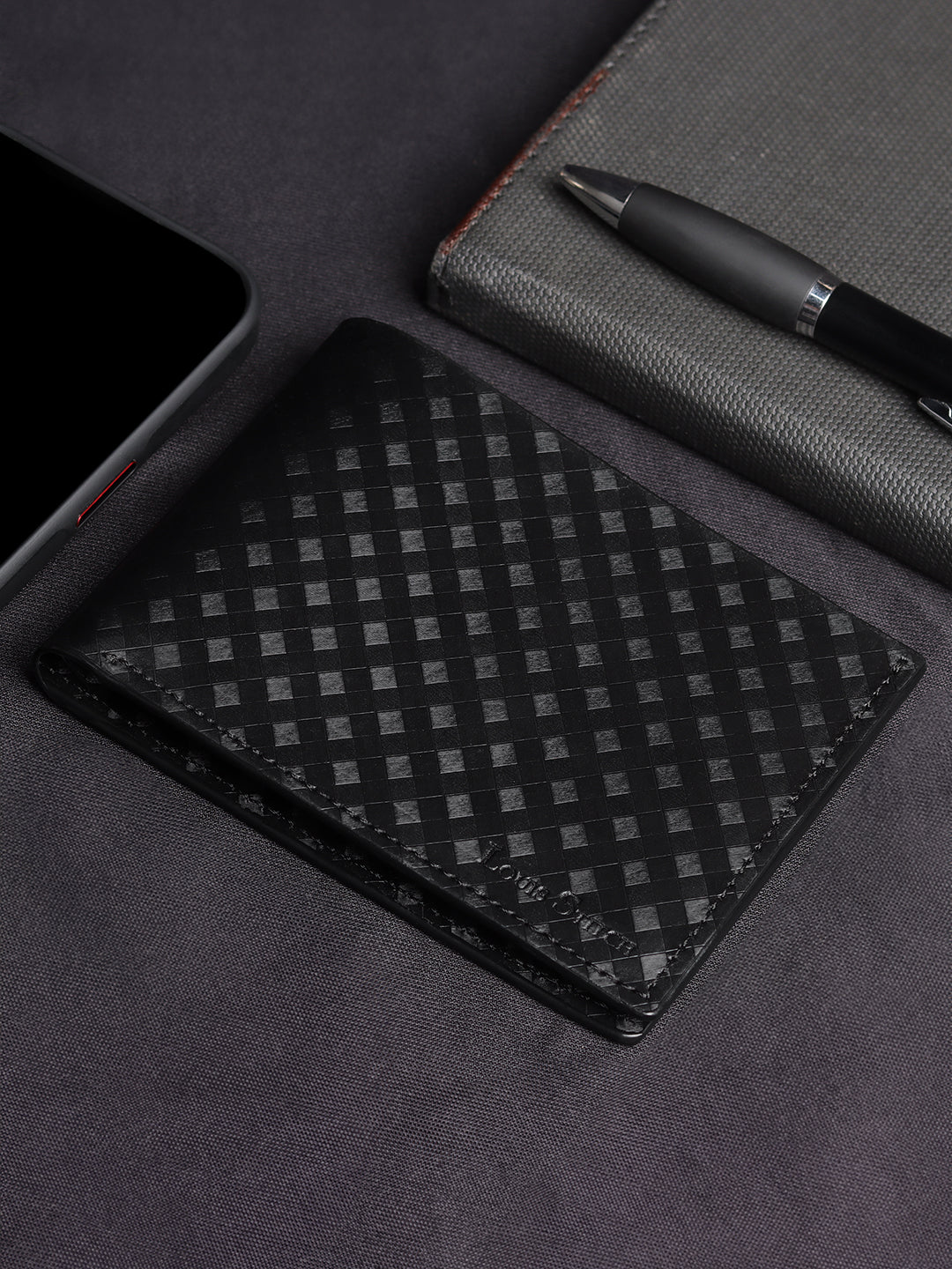 Spanish Leather Men Black Bifold Wallet RFID Protected