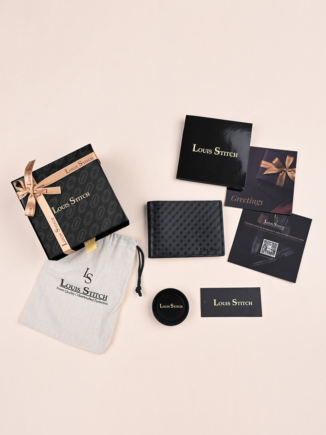 Spanish Leather Men Black Bifold Wallet RFID Protected