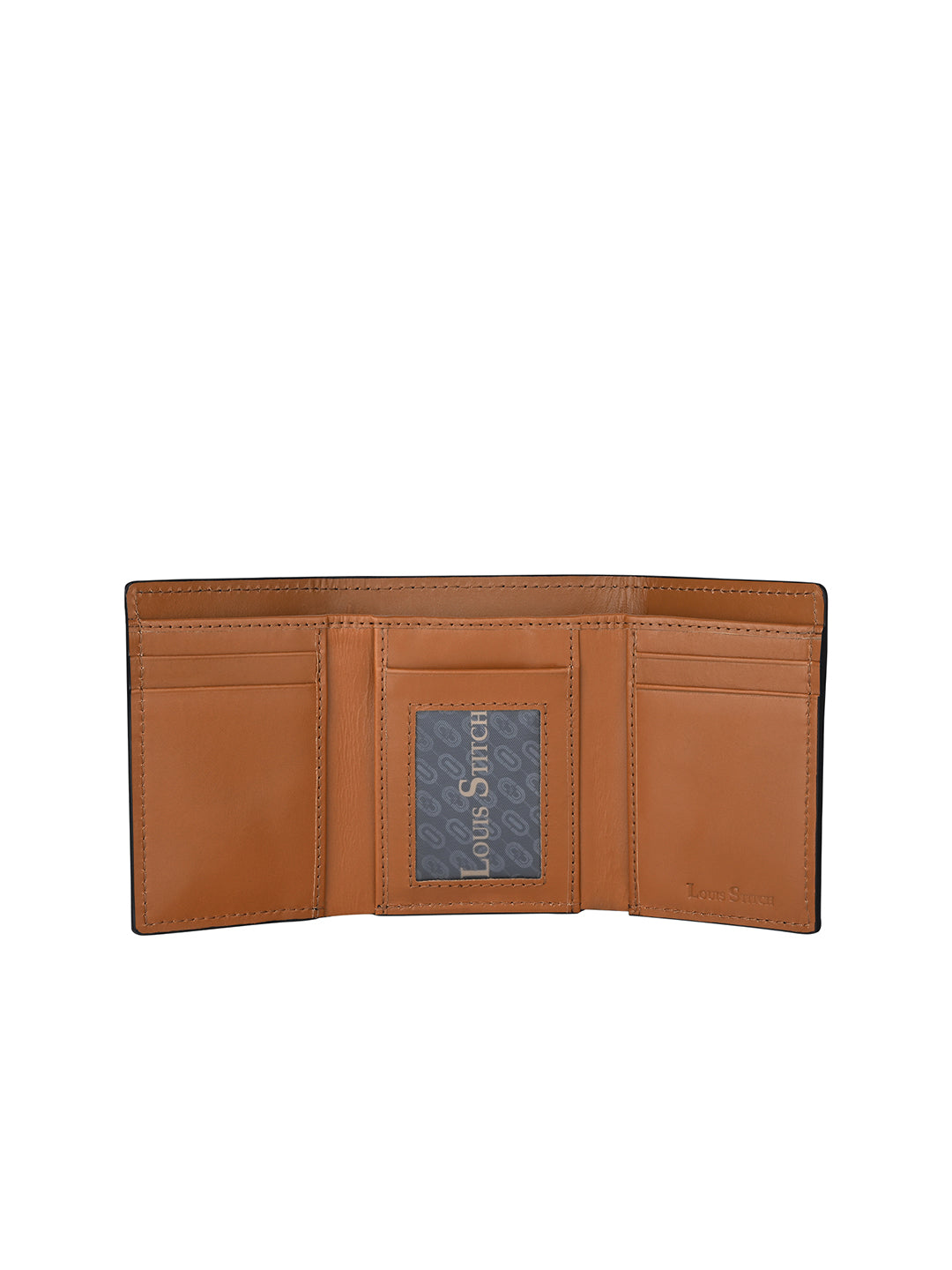 Jet Black Spanish Leather Trifold Wallet with RFID Protected