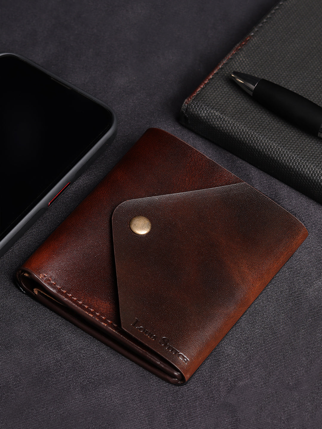 Men's Brown Spanish Leather Bifold Wallet with RFID Protection