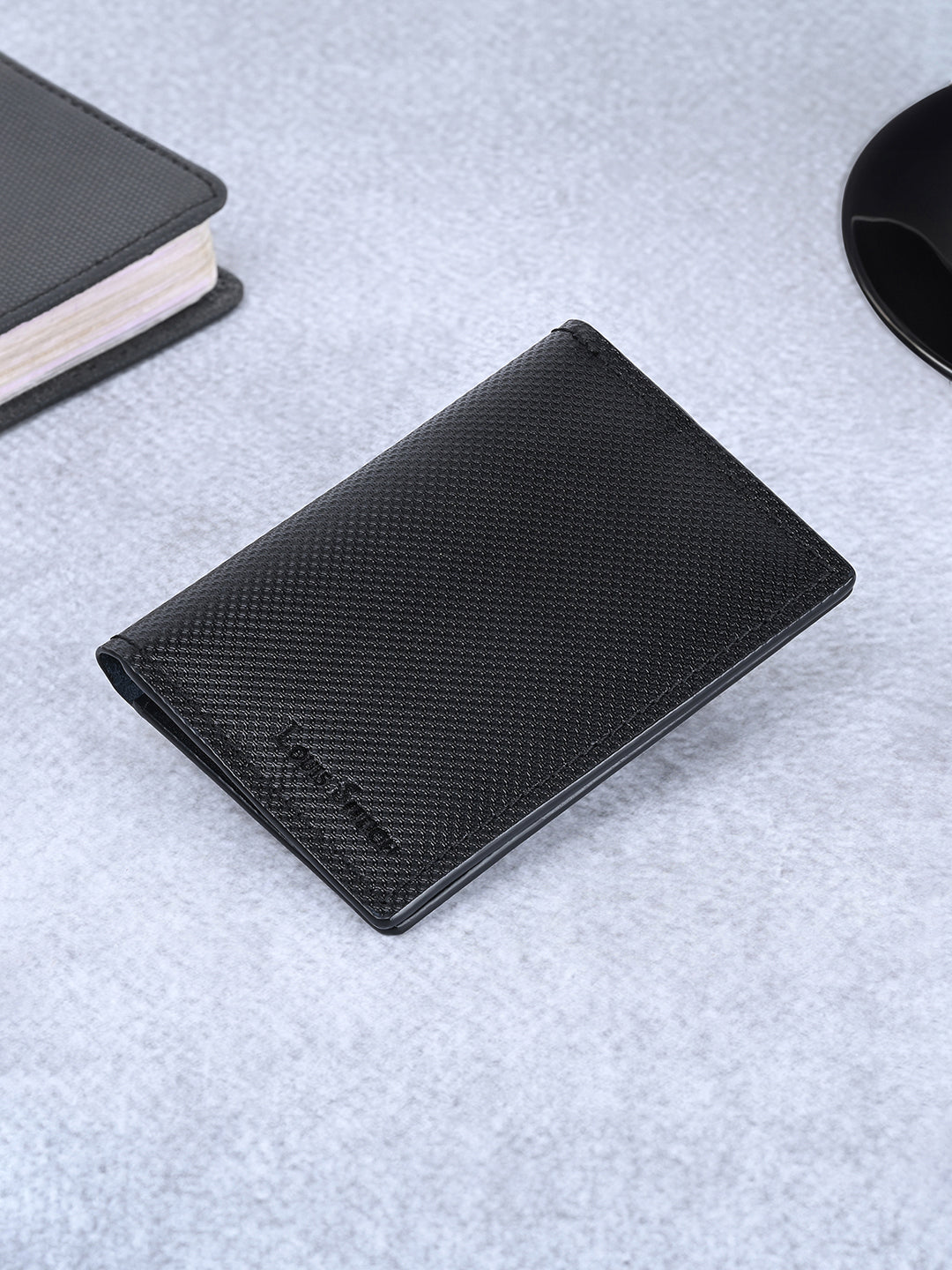 Men's Black Spanish Leather Two Fold Wallet for Men with RFID Protection