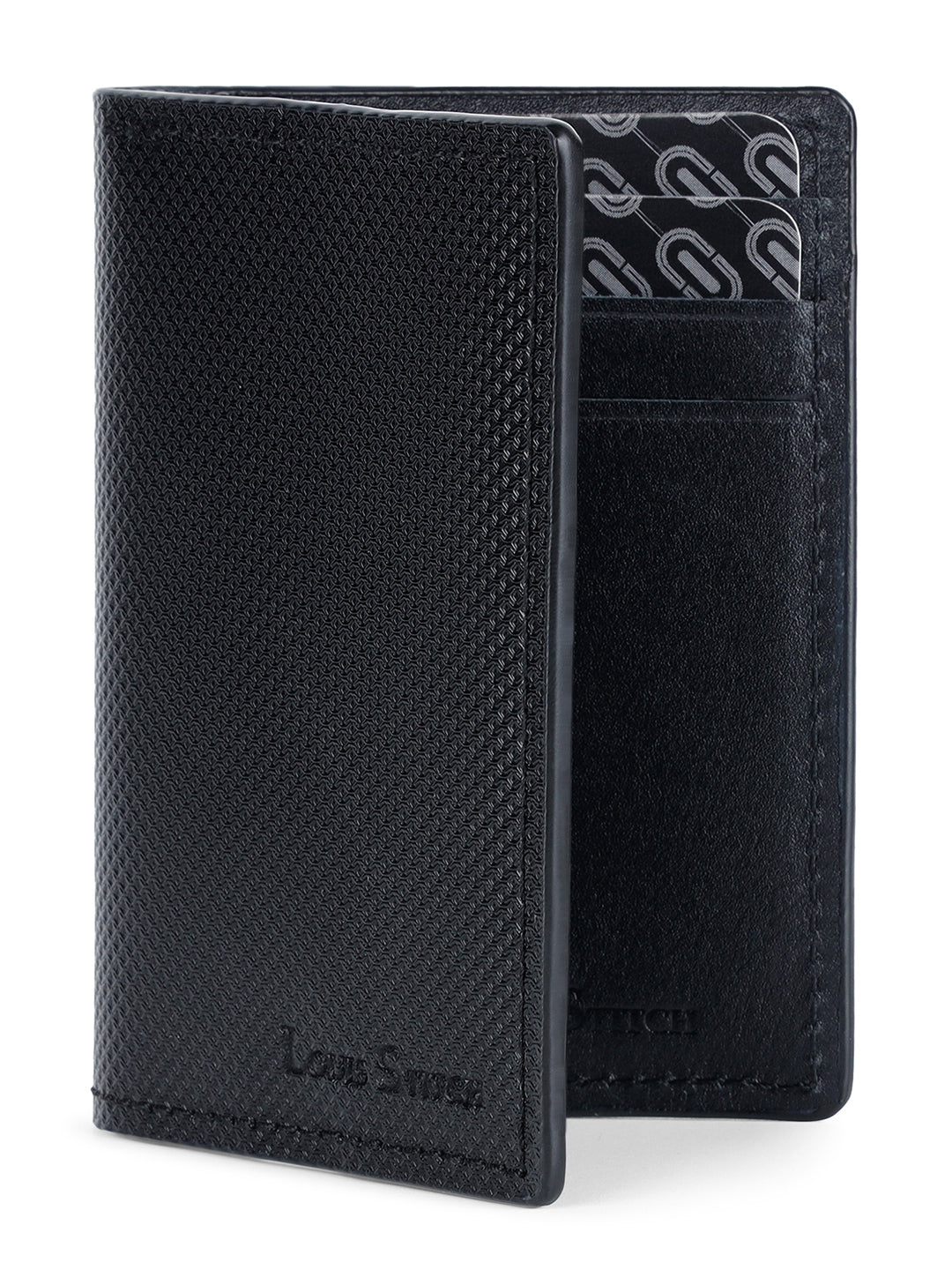 Men's Black Spanish Leather Two Fold Wallet for Men with RFID Protection