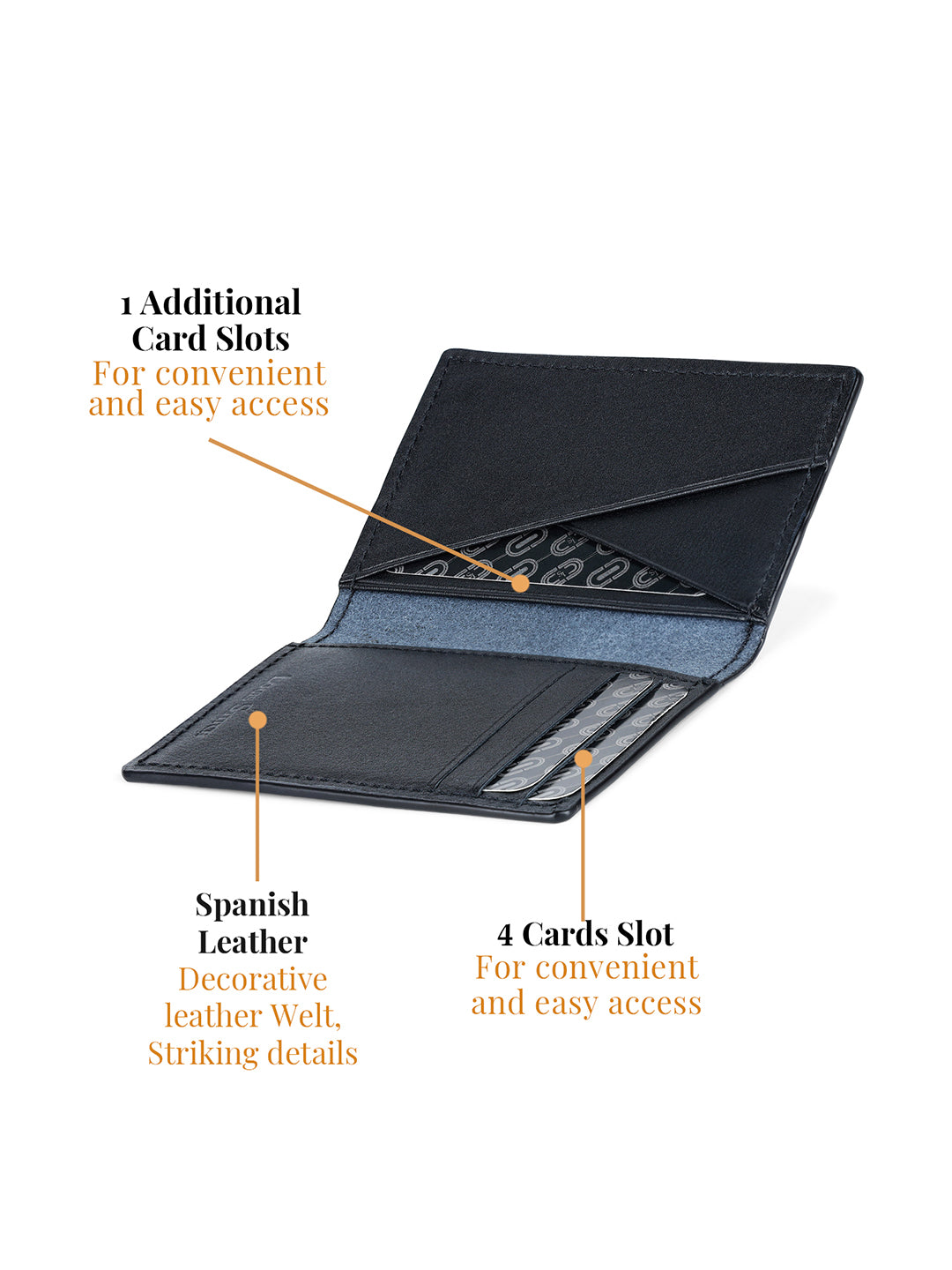 Men's Black Spanish Leather Two Fold Wallet for Men with RFID Protection