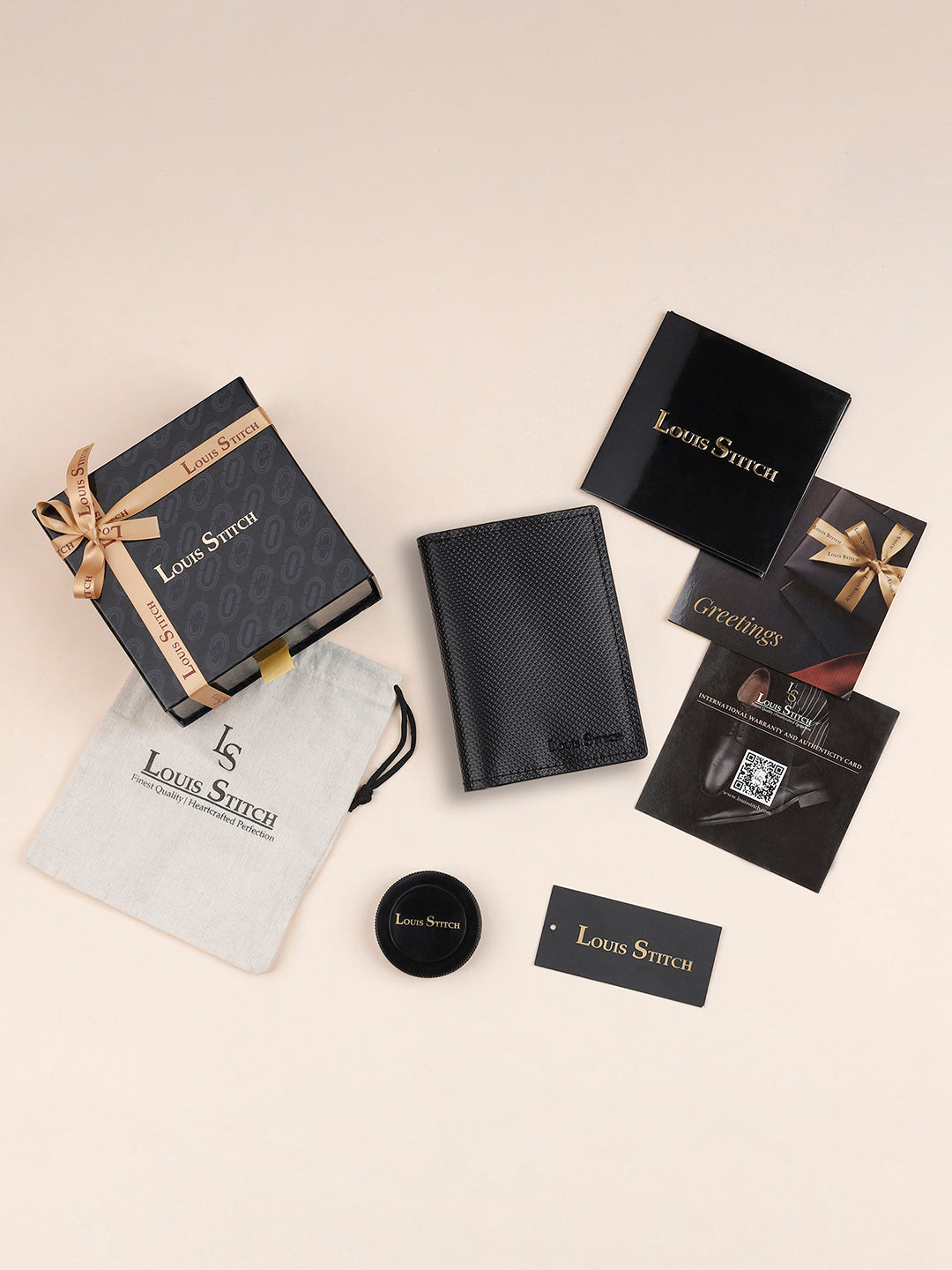 Men's Black Spanish Leather Two Fold Wallet for Men with RFID Protection