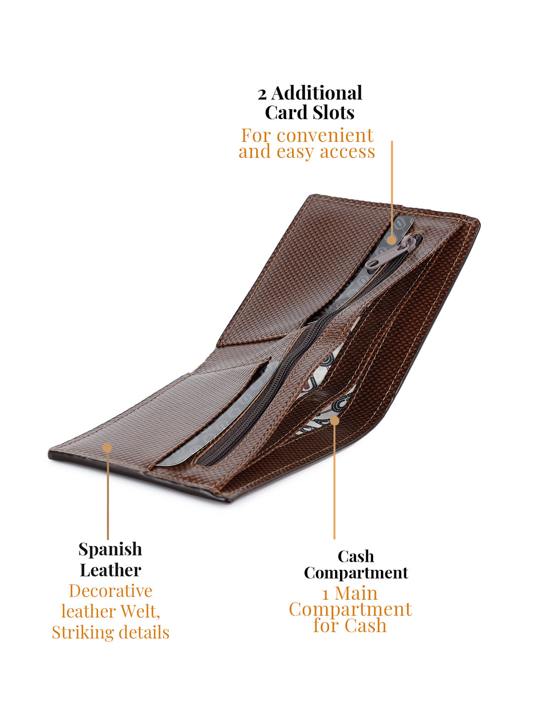 Men's Spanish Leather Brown Two Fold Wallet with RFID Protection