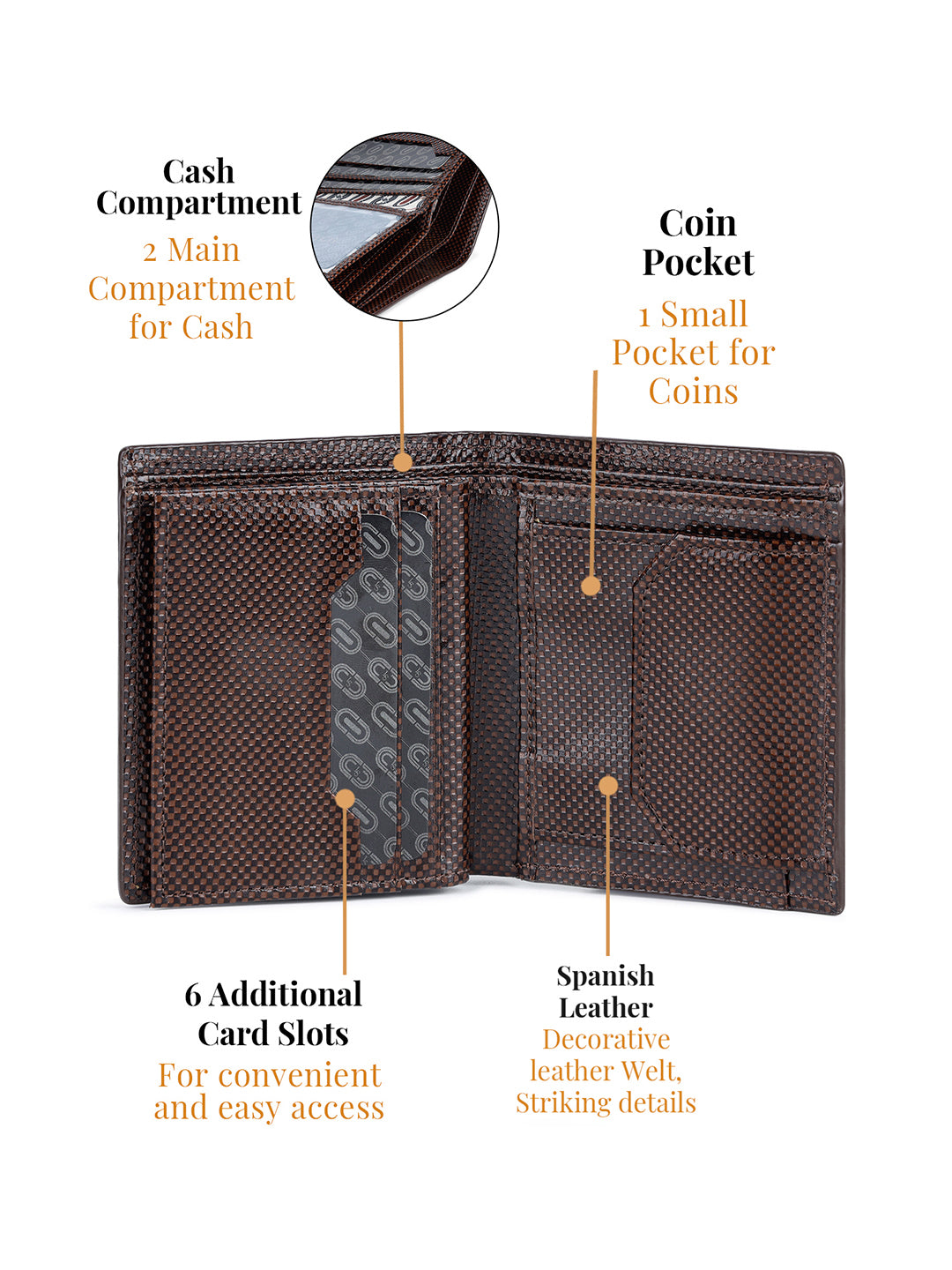 Spanish Leather Men's Brown Bifold Wallet with RFID Protection