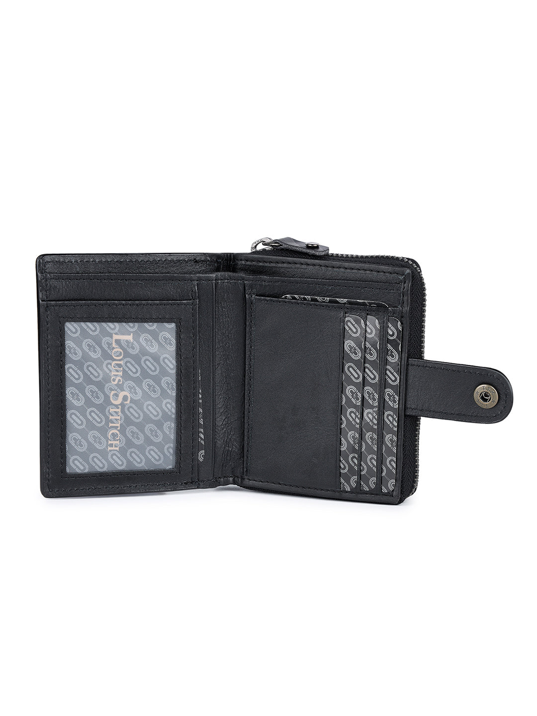 Spanish Leather Men's Black Bifold Wallet for Men with RFID Protection and Zip Pocket